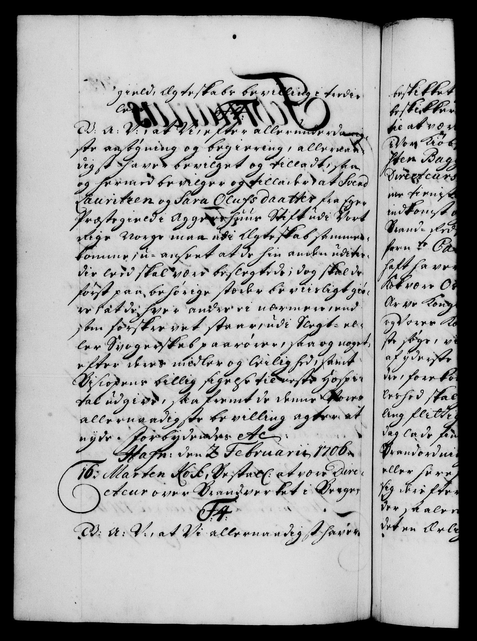 Danske Kanselli 1572-1799, RA/EA-3023/F/Fc/Fca/Fcaa/L0019: Norske registre, 1704-1707, p. 305b