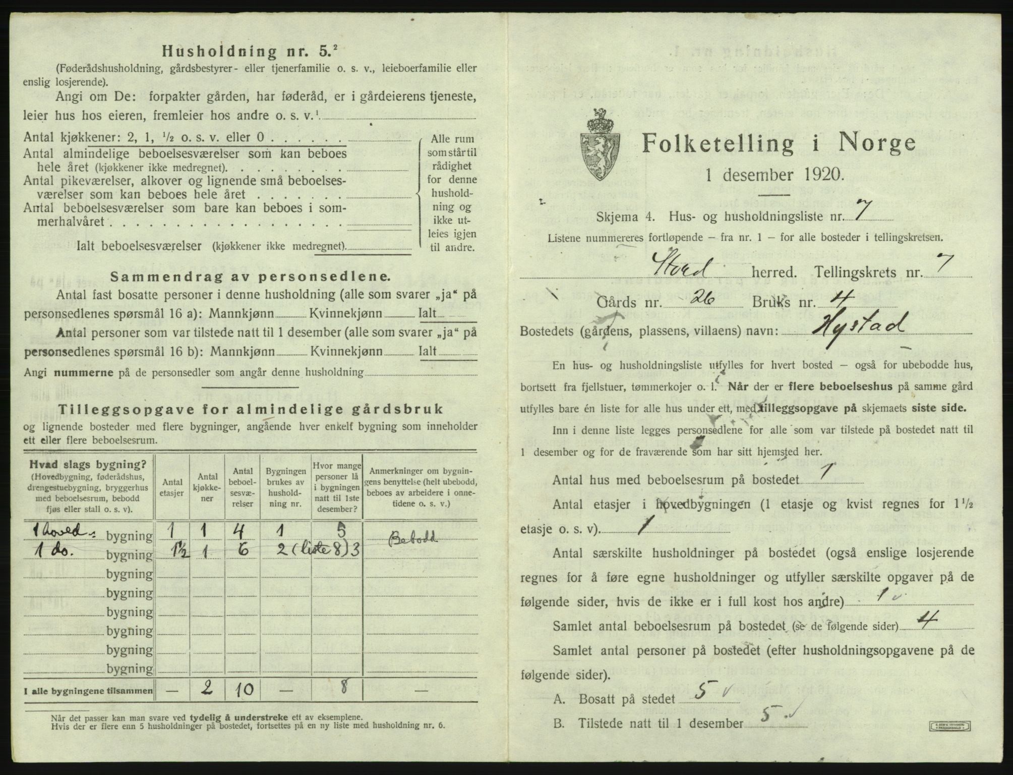 SAB, 1920 census for Stord, 1920, p. 373