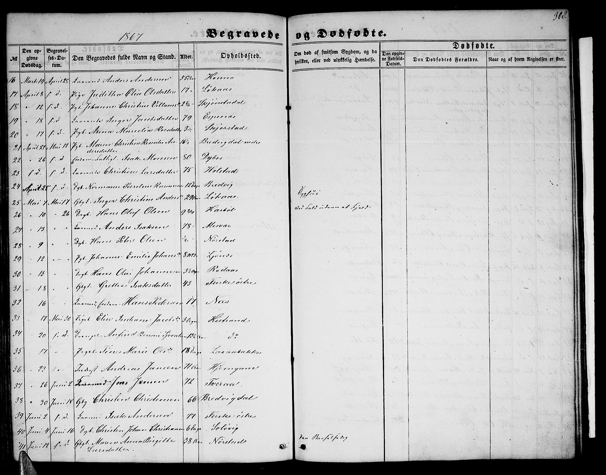 Ministerialprotokoller, klokkerbøker og fødselsregistre - Nordland, AV/SAT-A-1459/852/L0753: Parish register (copy) no. 852C04, 1856-1877, p. 308