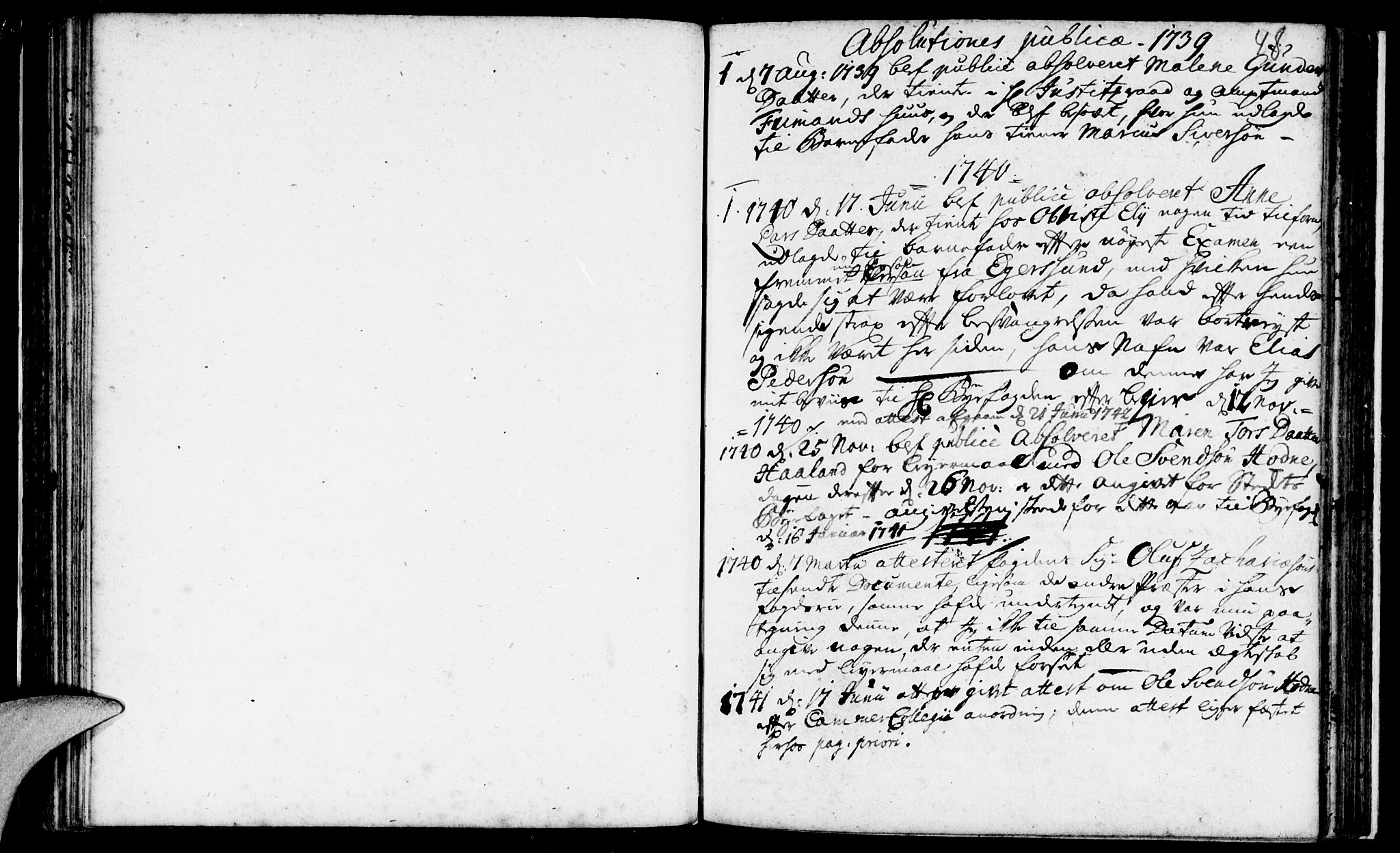 Domkirken sokneprestkontor, SAST/A-101812/001/30/30BA/L0003: Parish register (official) no. A 3 /1, 1738-1760, p. 48