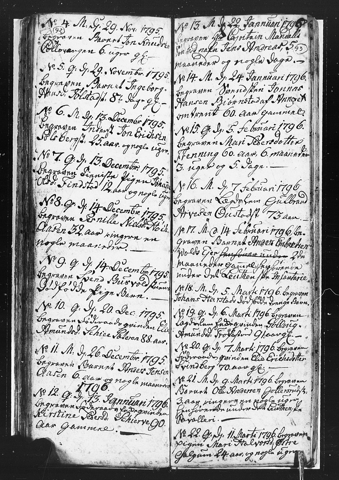 Romedal prestekontor, SAH/PREST-004/L/L0002: Parish register (copy) no. 2, 1795-1800, p. 92-93