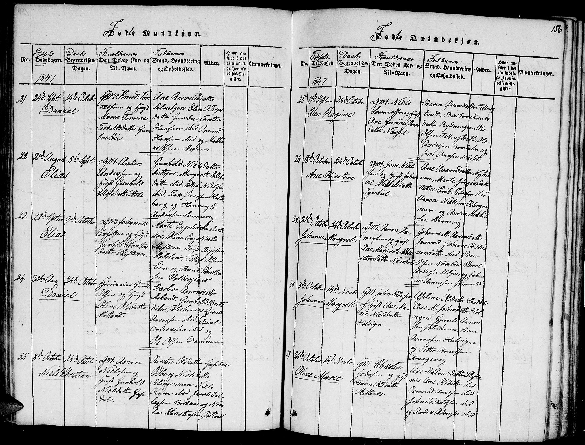 Hommedal sokneprestkontor, SAK/1111-0023/F/Fa/Fab/L0003: Parish register (official) no. A 3, 1815-1848, p. 156