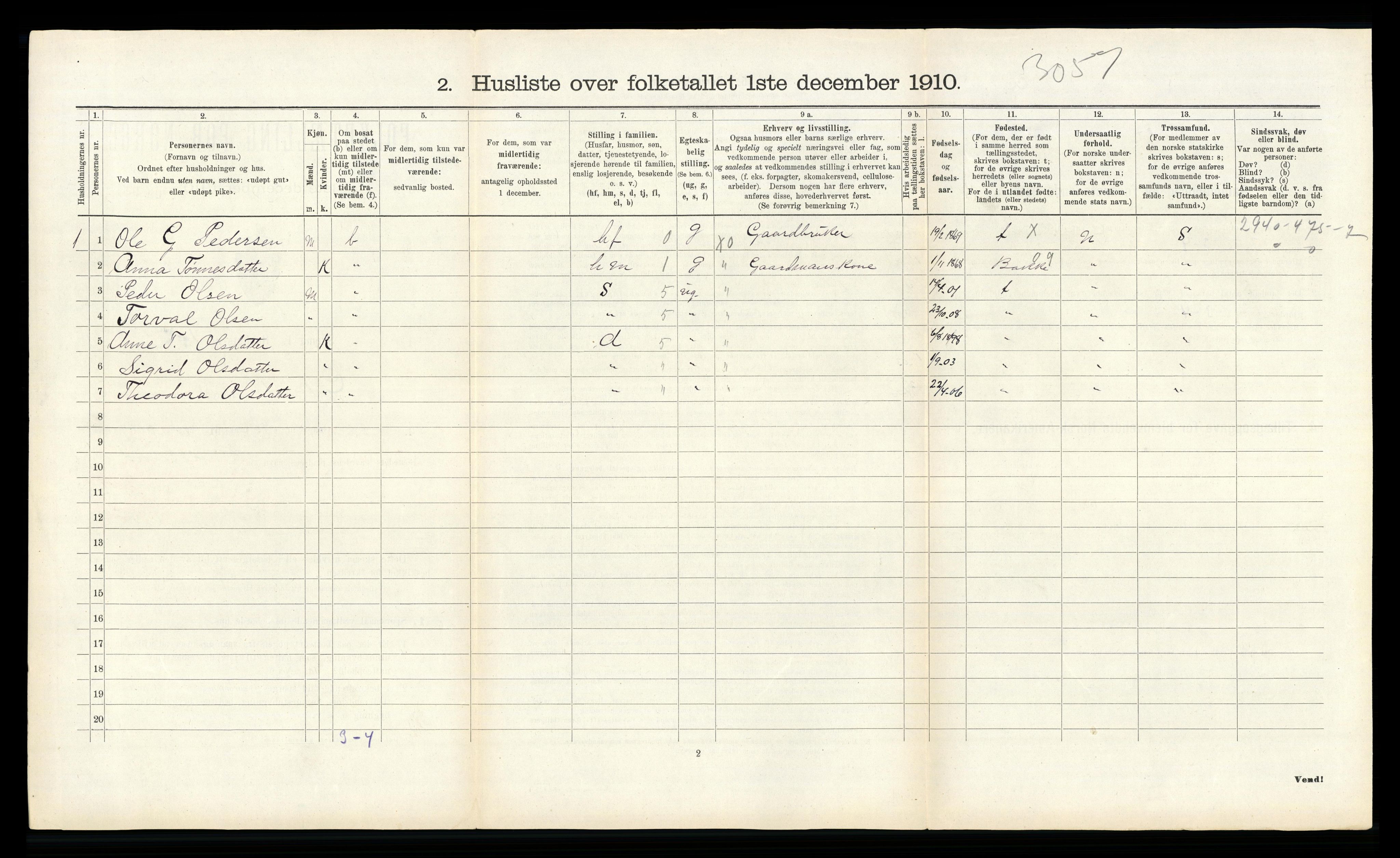 RA, 1910 census for Gyland, 1910, p. 195