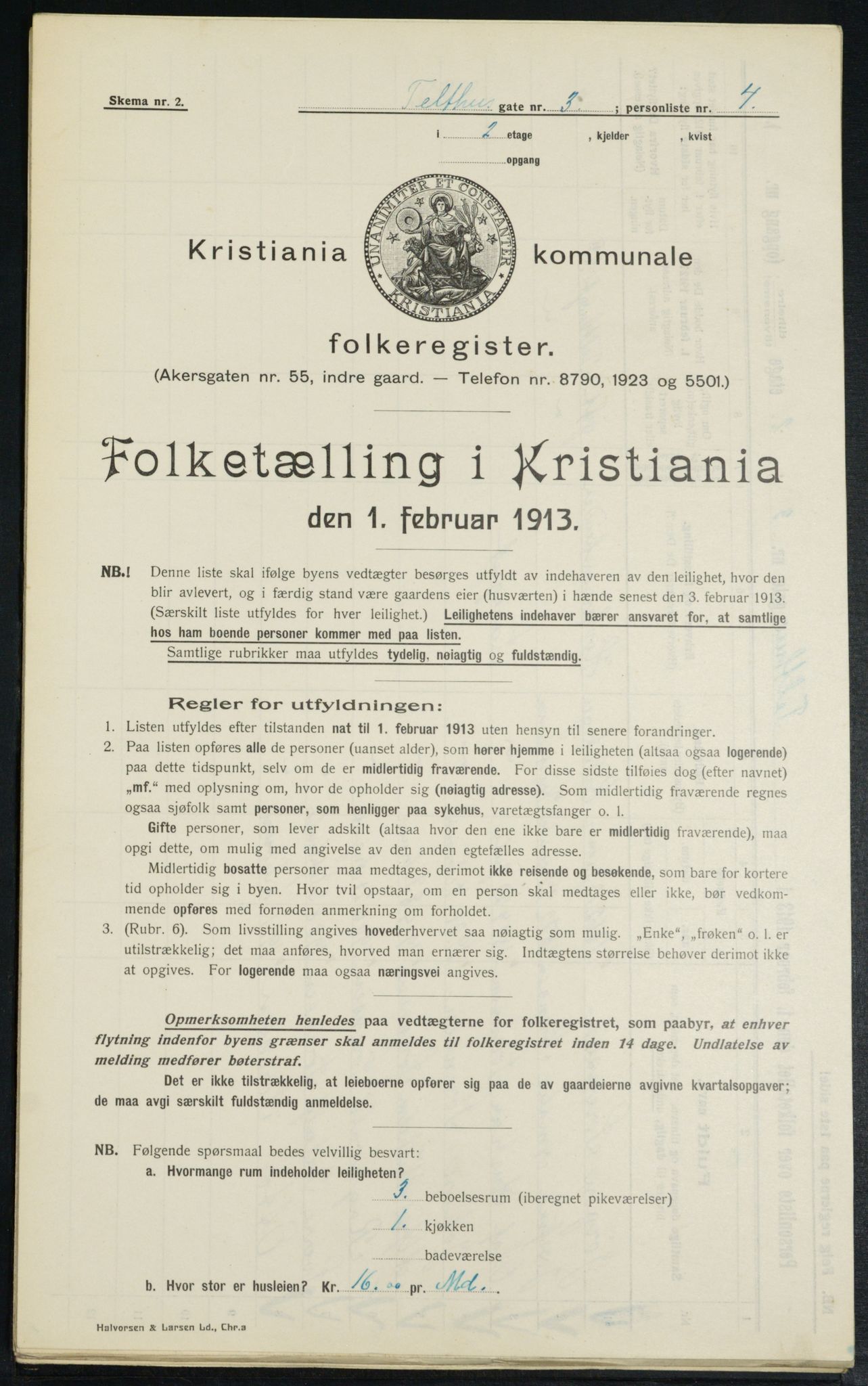 OBA, Municipal Census 1913 for Kristiania, 1913, p. 107591