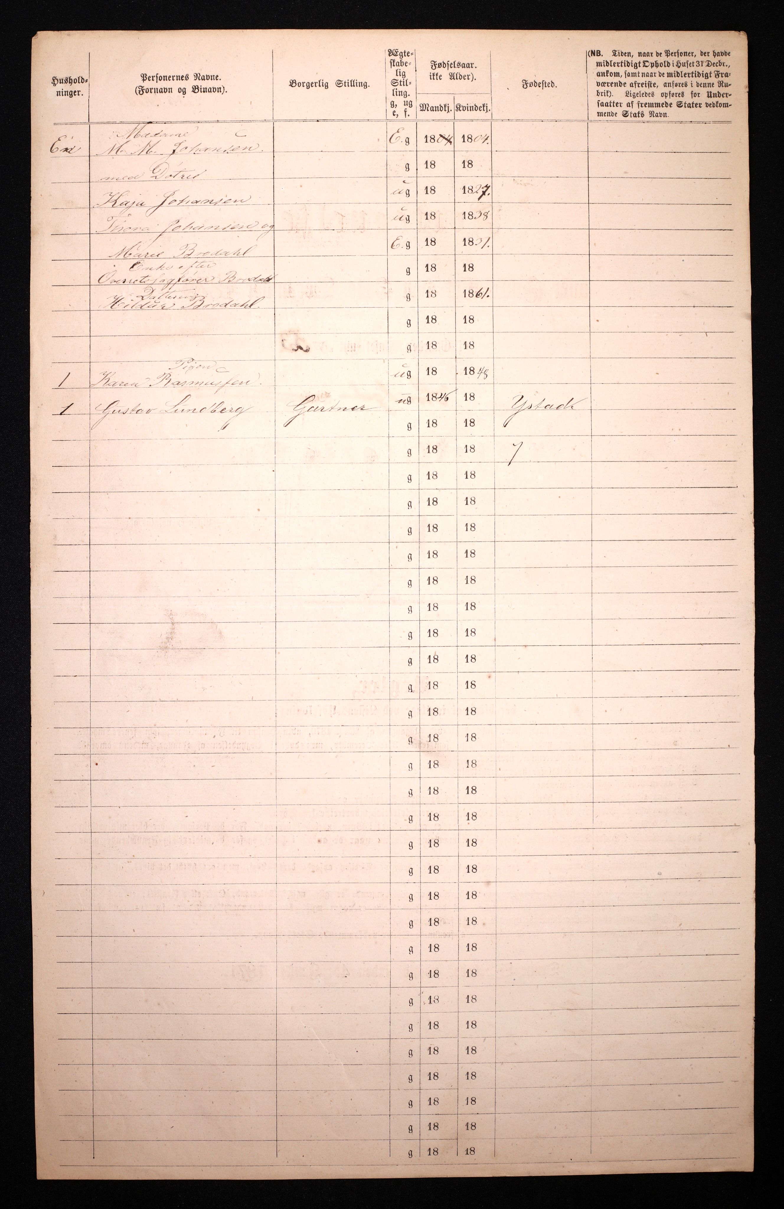 RA, 1870 census for 0301 Kristiania, 1870, p. 3562