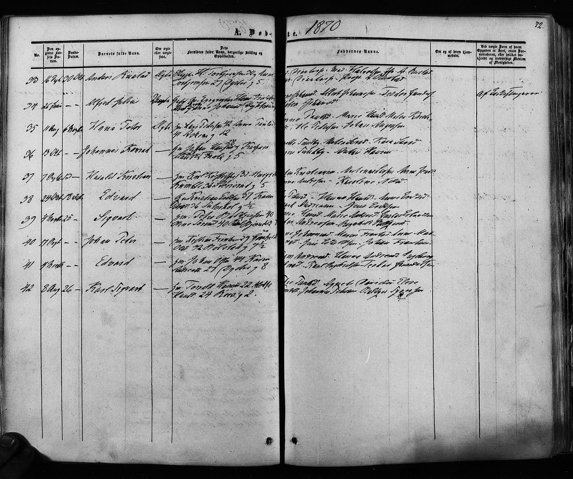 Ås prestekontor Kirkebøker, AV/SAO-A-10894/F/Fa/L0007: Parish register (official) no. I 7, 1854-1870, p. 72