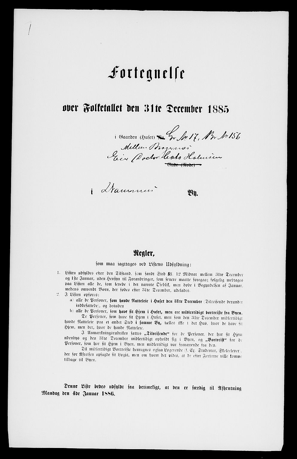 SAKO, 1885 census for 0602 Drammen, 1885, p. 2040