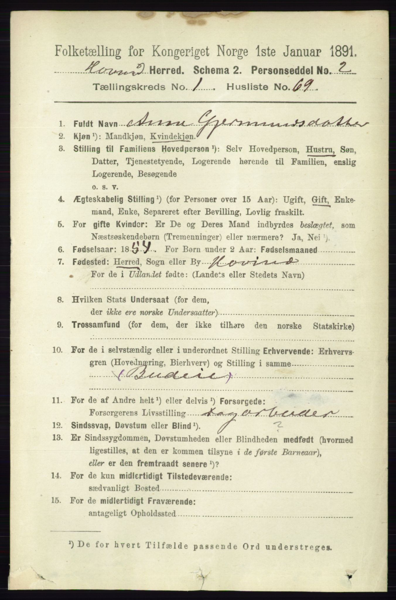 RA, 1891 census for 0825 Hovin, 1891, p. 456