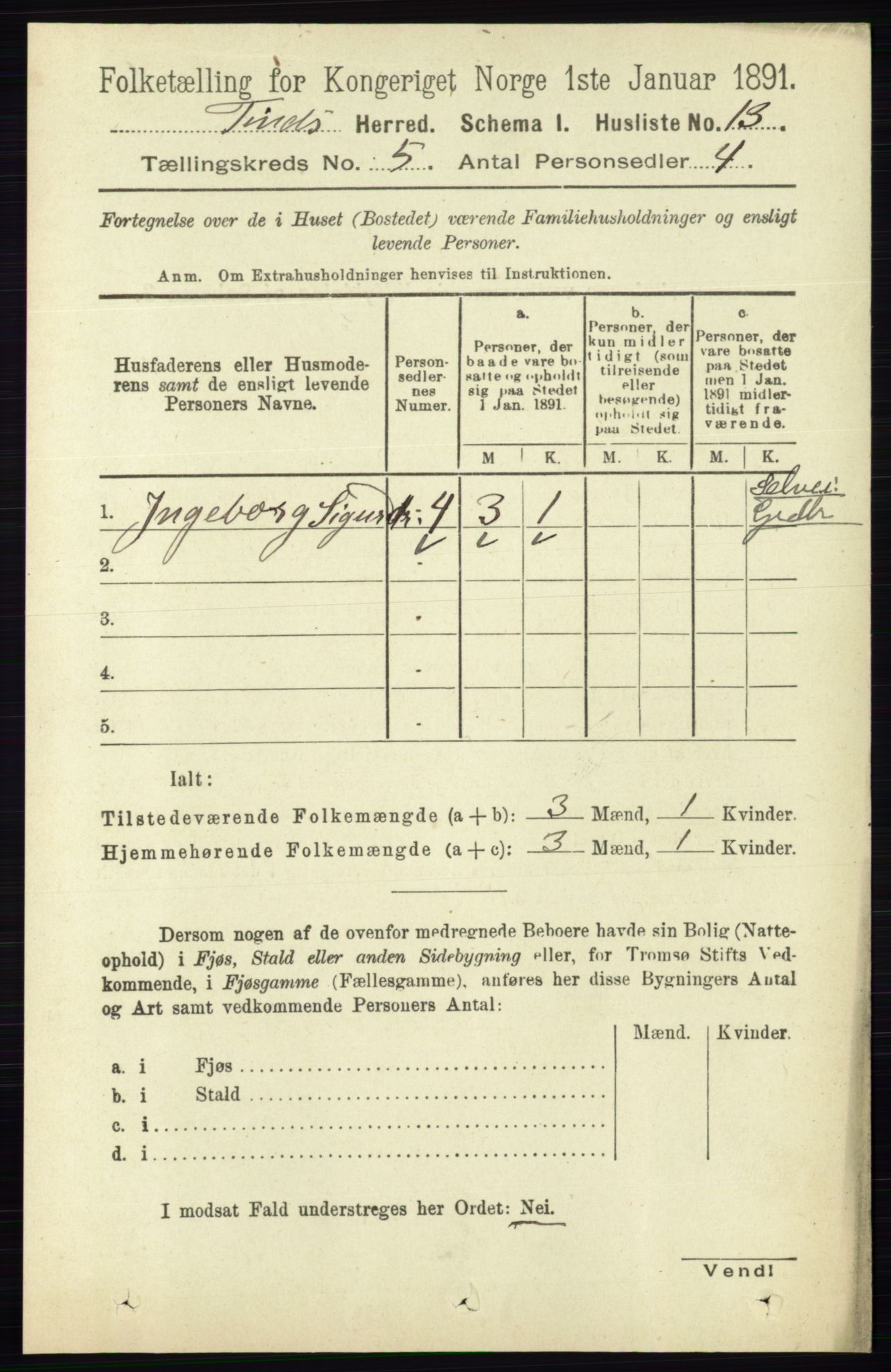 RA, 1891 census for 0826 Tinn, 1891, p. 987