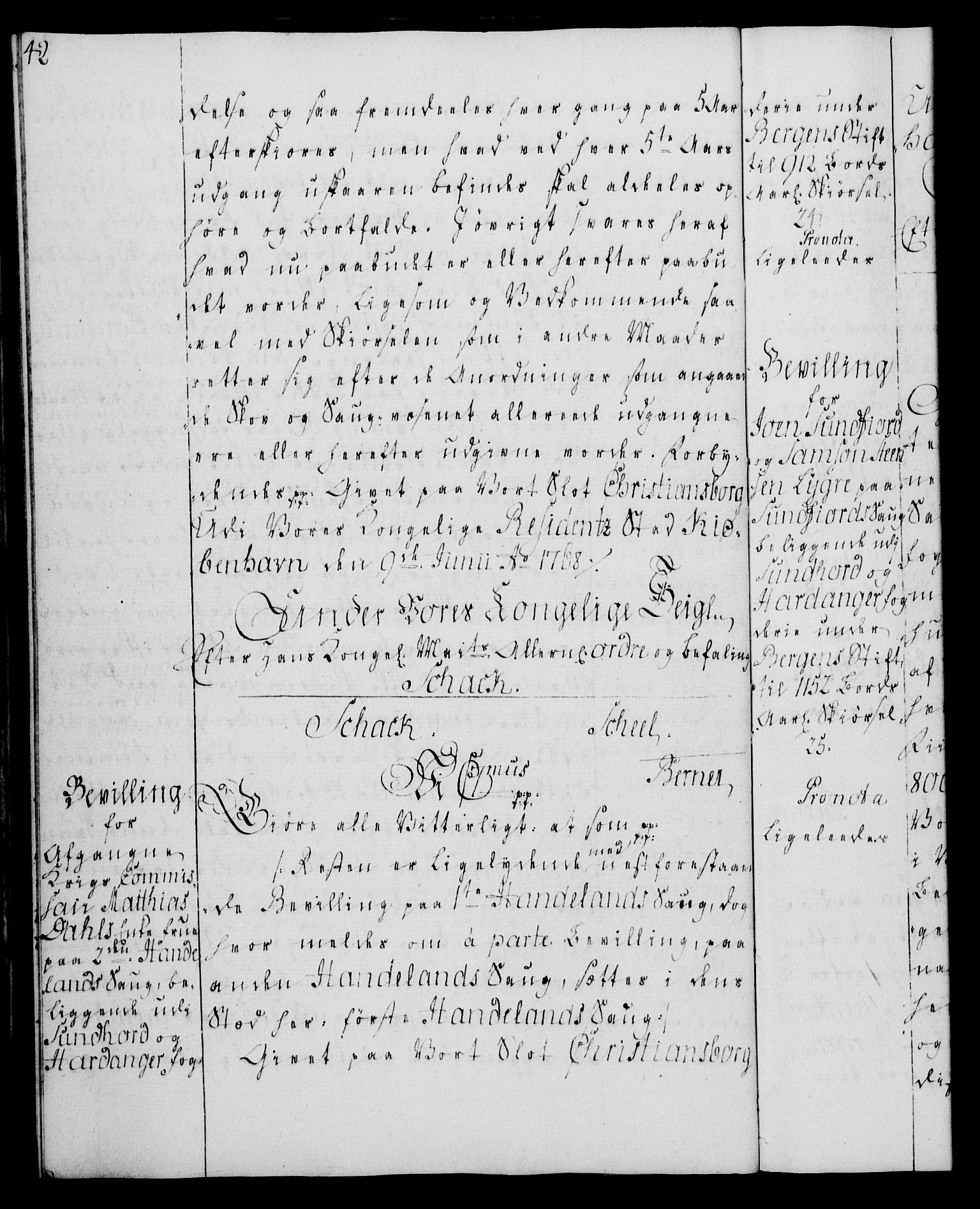 Rentekammeret, Kammerkanselliet, AV/RA-EA-3111/G/Gg/Gga/L0008: Norsk ekspedisjonsprotokoll med register (merket RK 53.8), 1768-1771, p. 42