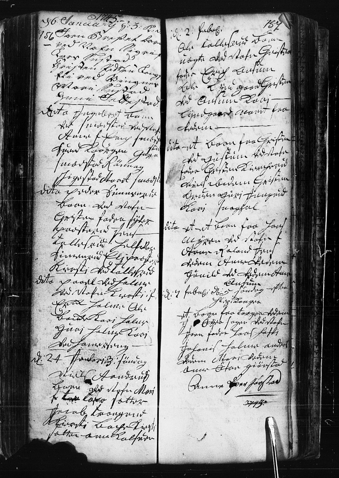 Fåberg prestekontor, SAH/PREST-086/H/Ha/Hab/L0001: Parish register (copy) no. 1, 1727-1767, p. 156-157