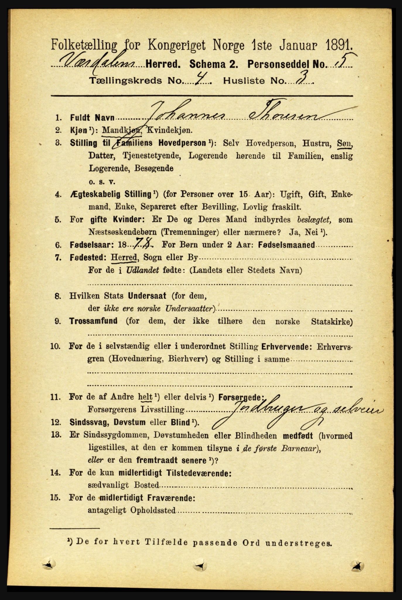 RA, 1891 census for 1721 Verdal, 1891, p. 2493