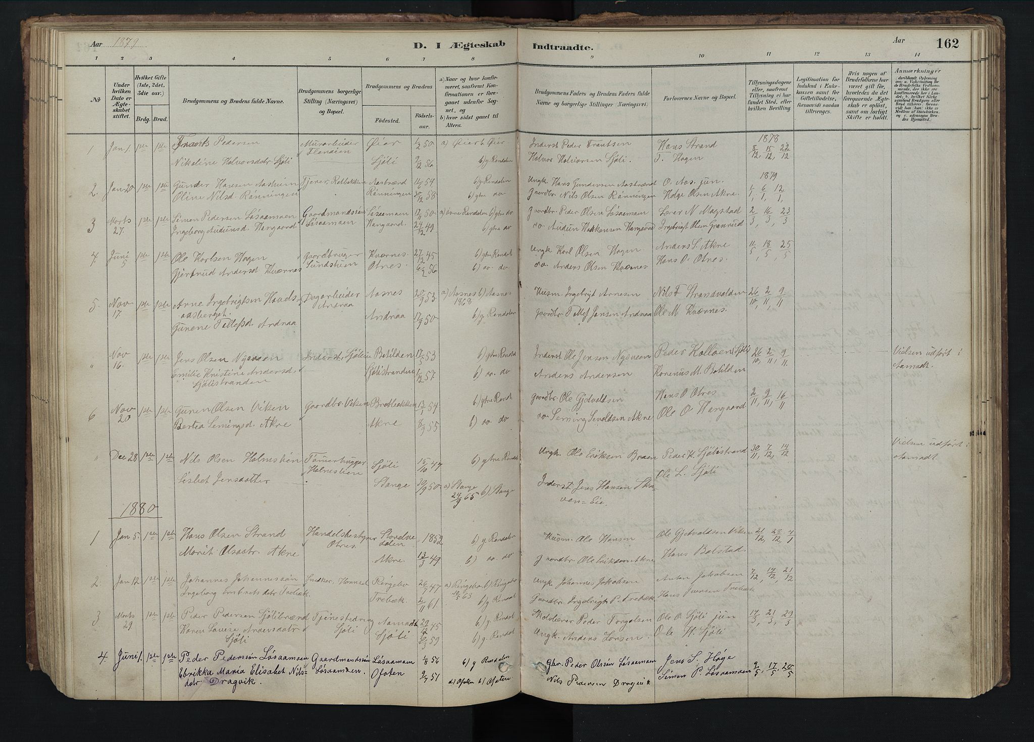 Rendalen prestekontor, SAH/PREST-054/H/Ha/Hab/L0009: Parish register (copy) no. 9, 1879-1902, p. 162