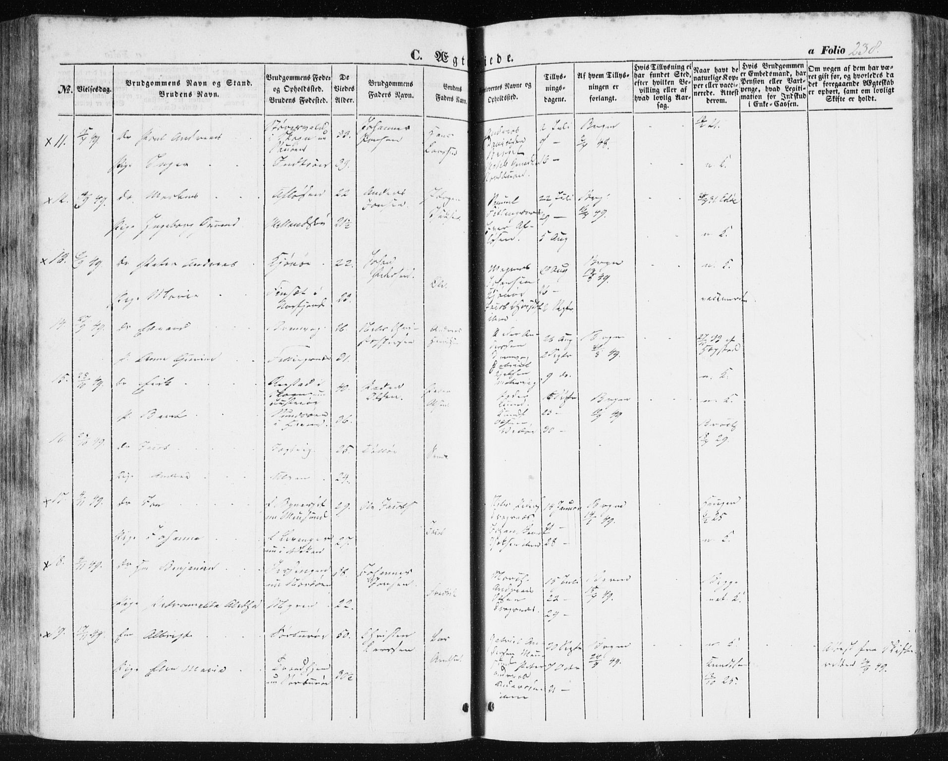 Ministerialprotokoller, klokkerbøker og fødselsregistre - Sør-Trøndelag, SAT/A-1456/634/L0529: Parish register (official) no. 634A05, 1843-1851, p. 238