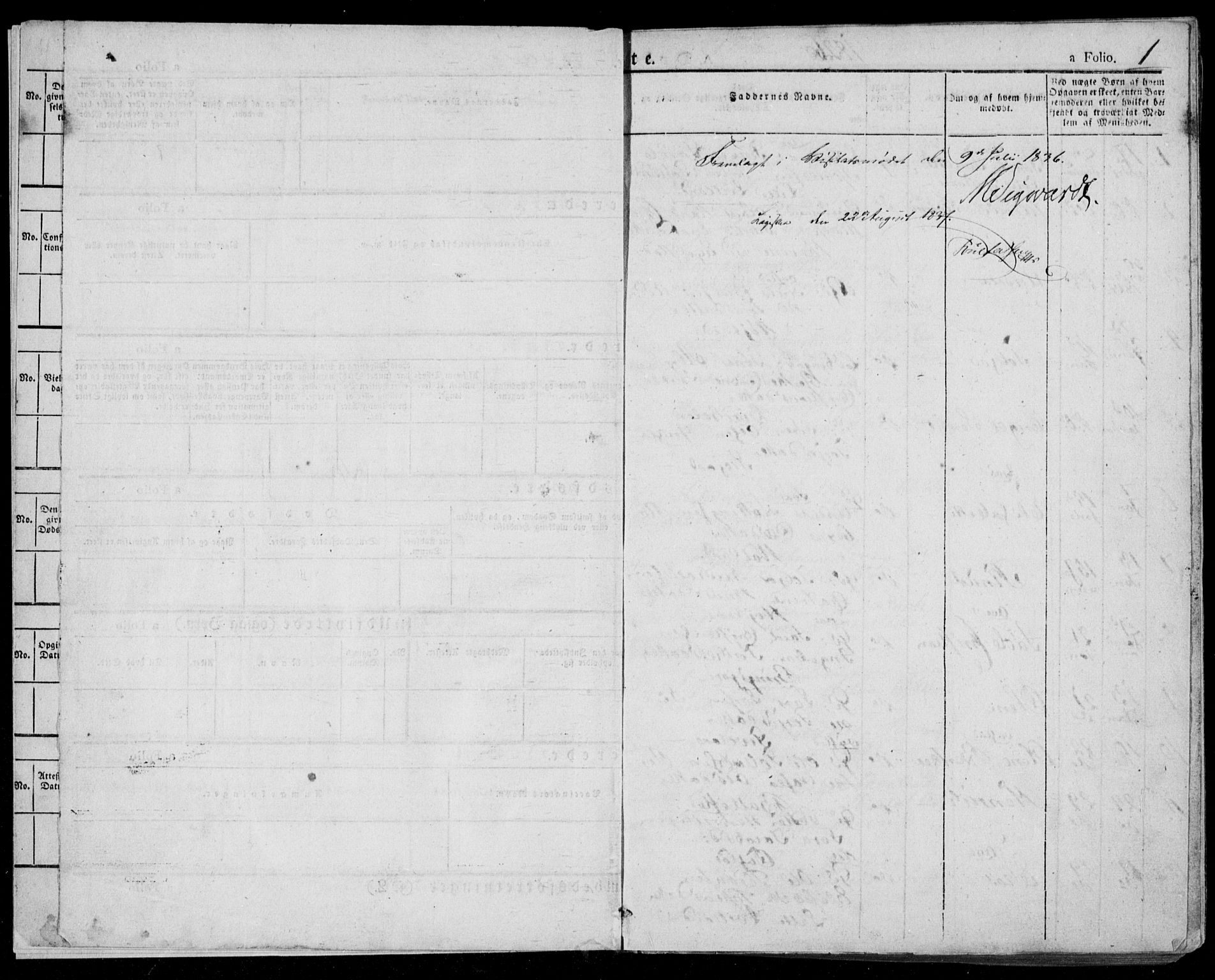 Lyngdal sokneprestkontor, SAK/1111-0029/F/Fa/Fac/L0007: Parish register (official) no. A 7, 1825-1838, p. 1