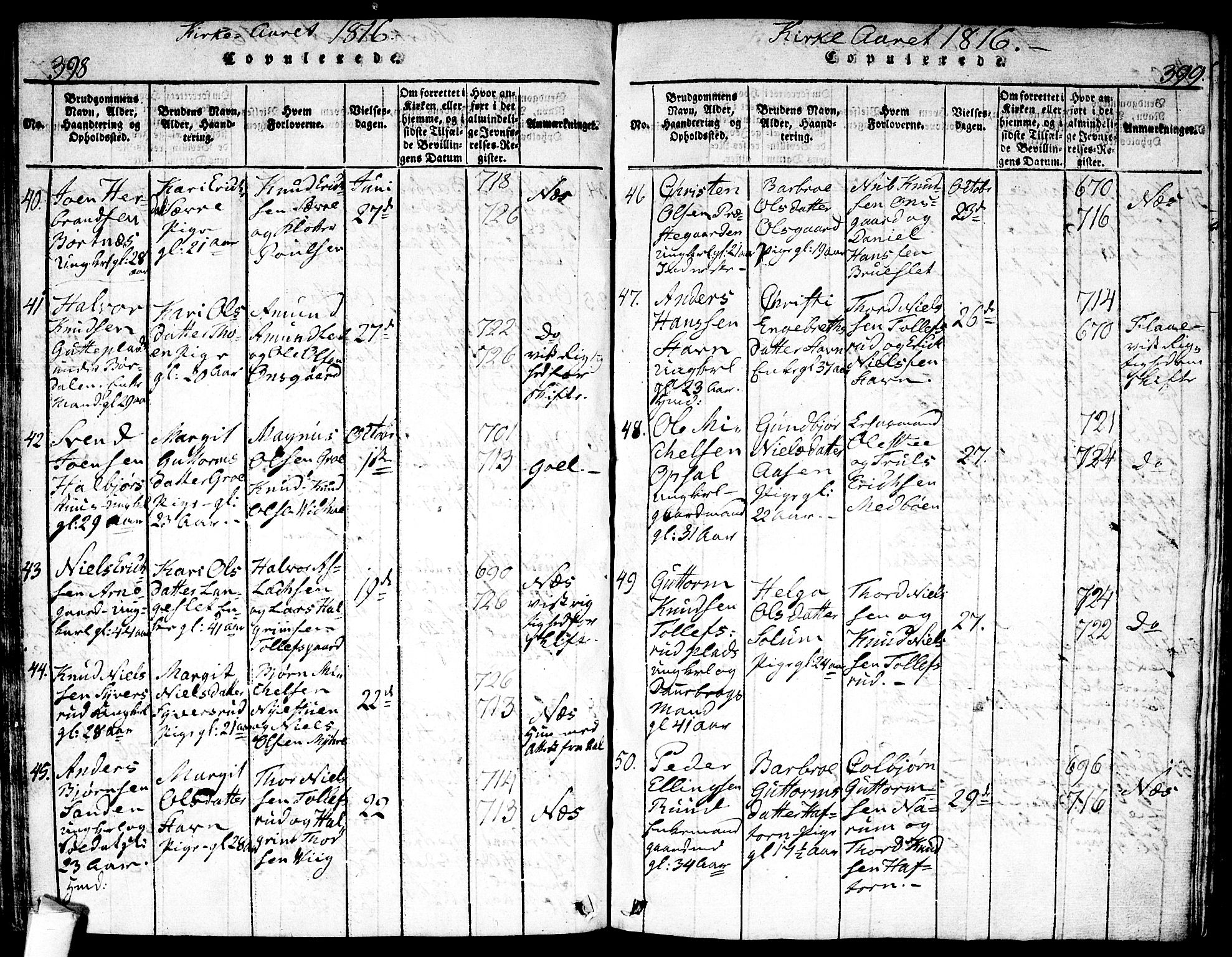 Nes kirkebøker, AV/SAKO-A-236/F/Fa/L0007: Parish register (official) no. 7, 1815-1823, p. 398-399