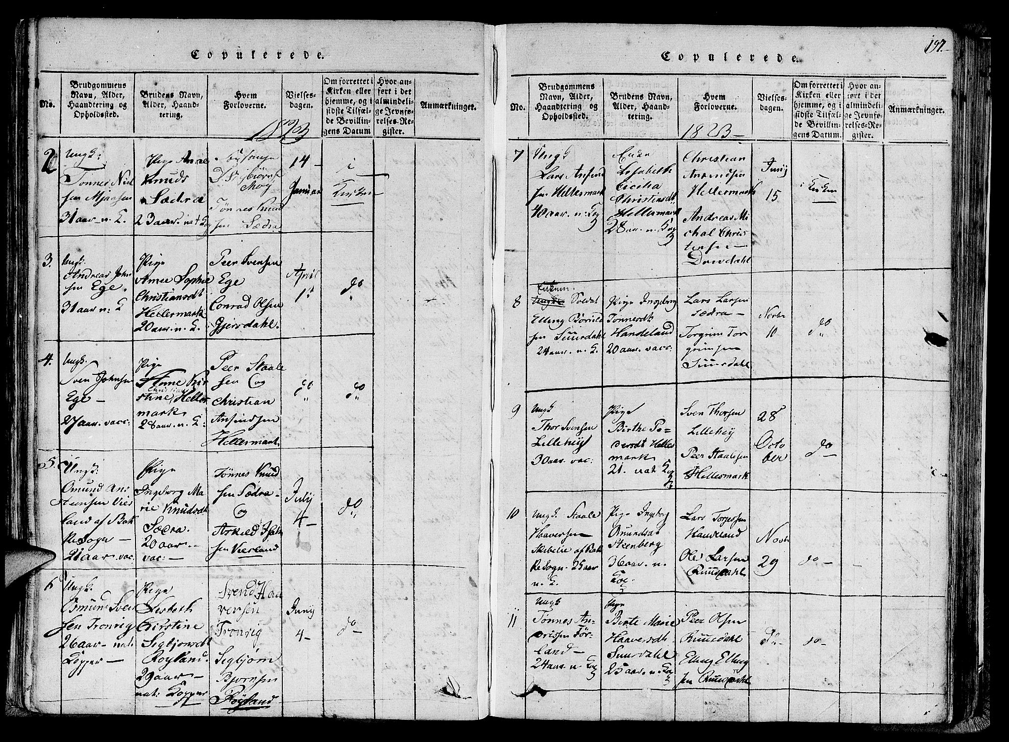 Lund sokneprestkontor, SAST/A-101809/S06/L0005: Parish register (official) no. A 5, 1815-1833, p. 197