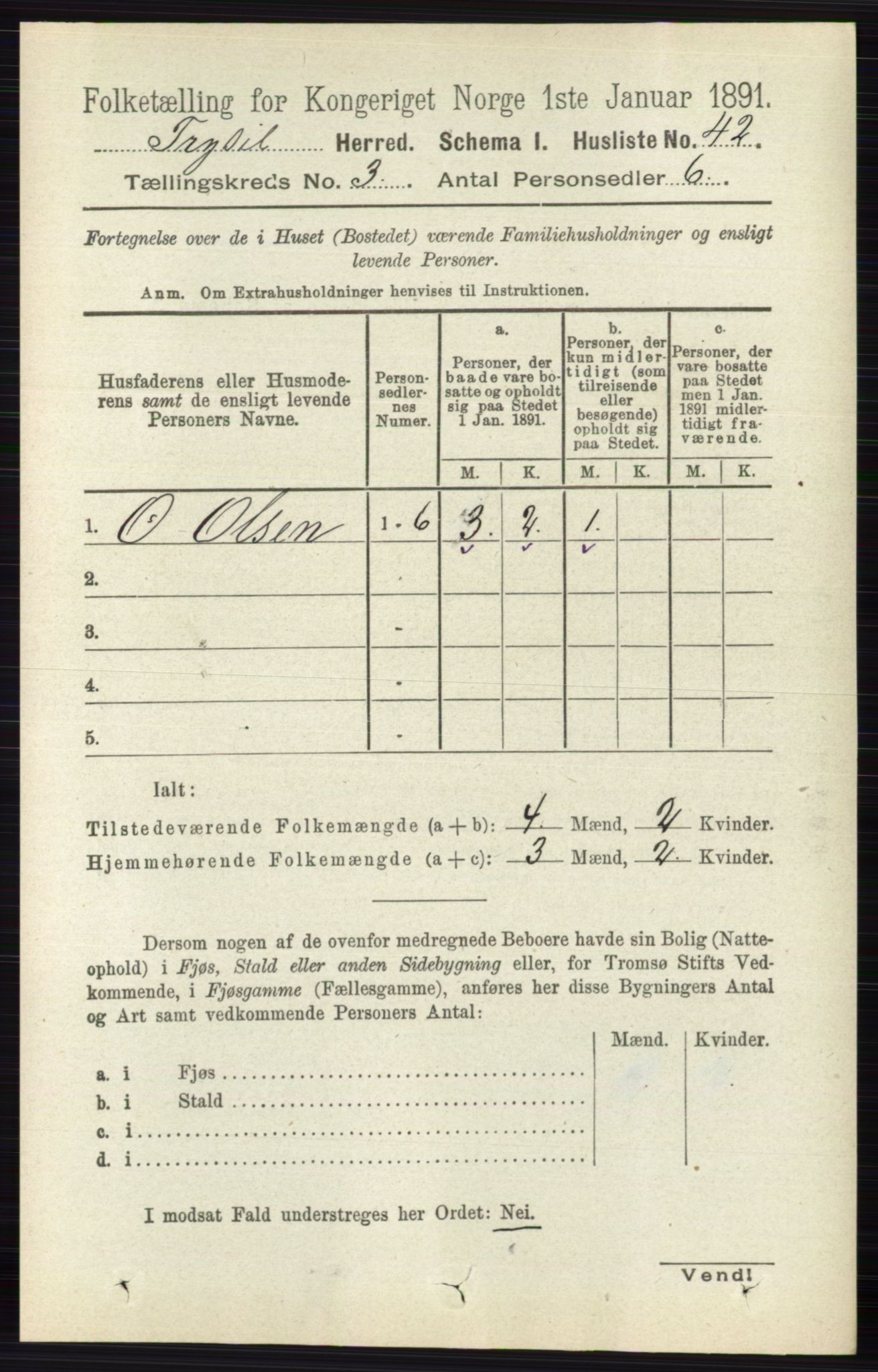 RA, 1891 census for 0428 Trysil, 1891, p. 1312