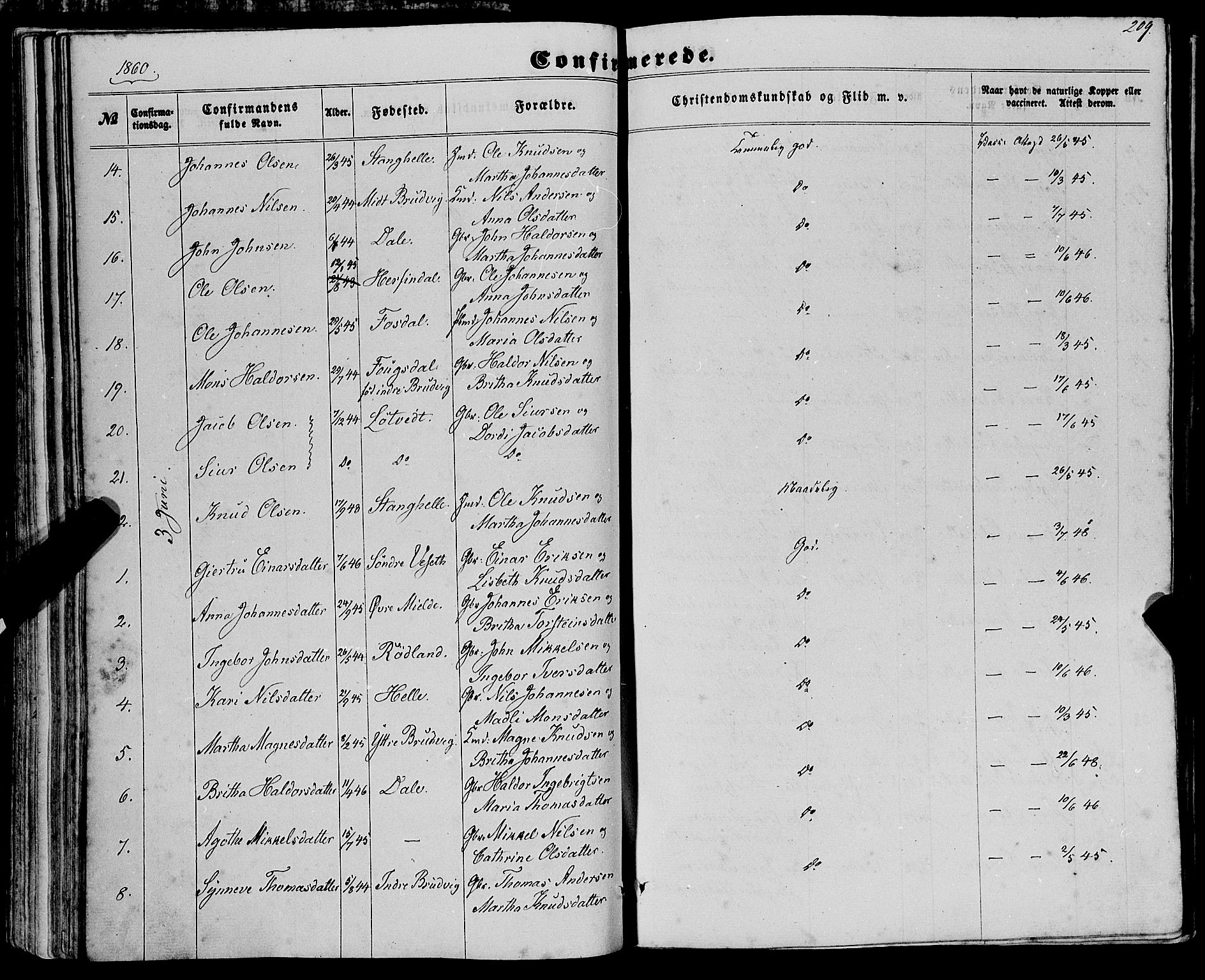 Haus sokneprestembete, AV/SAB-A-75601/H/Haa: Parish register (official) no. A 17, 1858-1870, p. 209