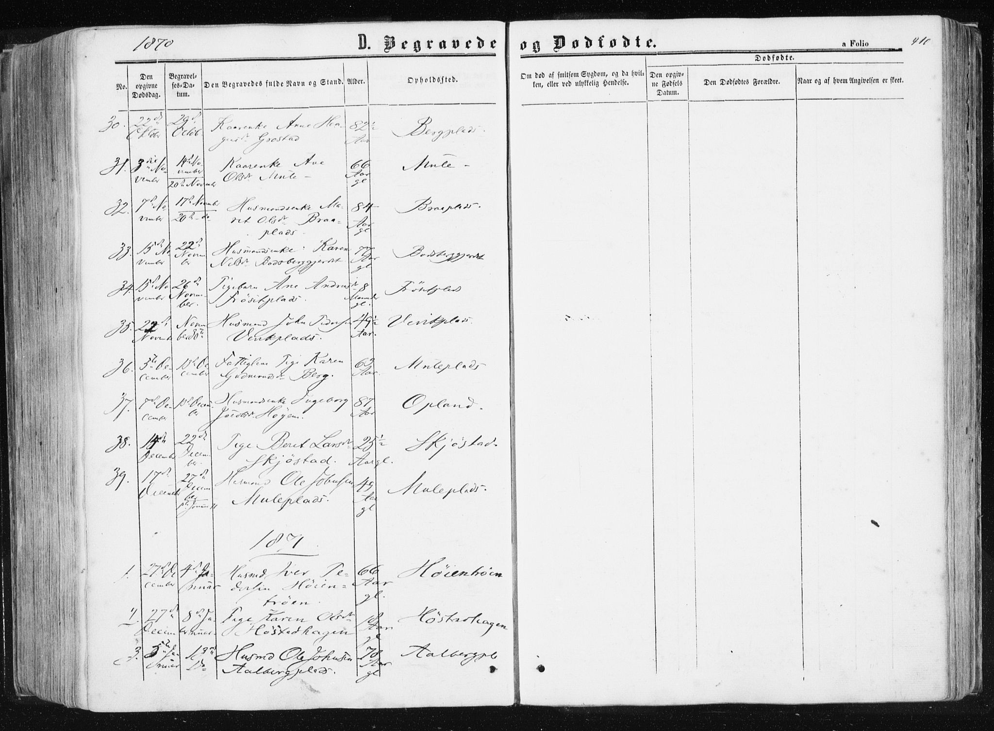 Ministerialprotokoller, klokkerbøker og fødselsregistre - Sør-Trøndelag, SAT/A-1456/612/L0377: Parish register (official) no. 612A09, 1859-1877, p. 410