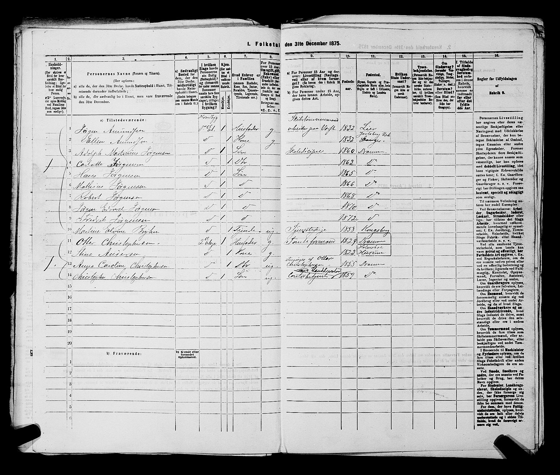 SAKO, 1875 census for 0602 Drammen, 1875, p. 2031