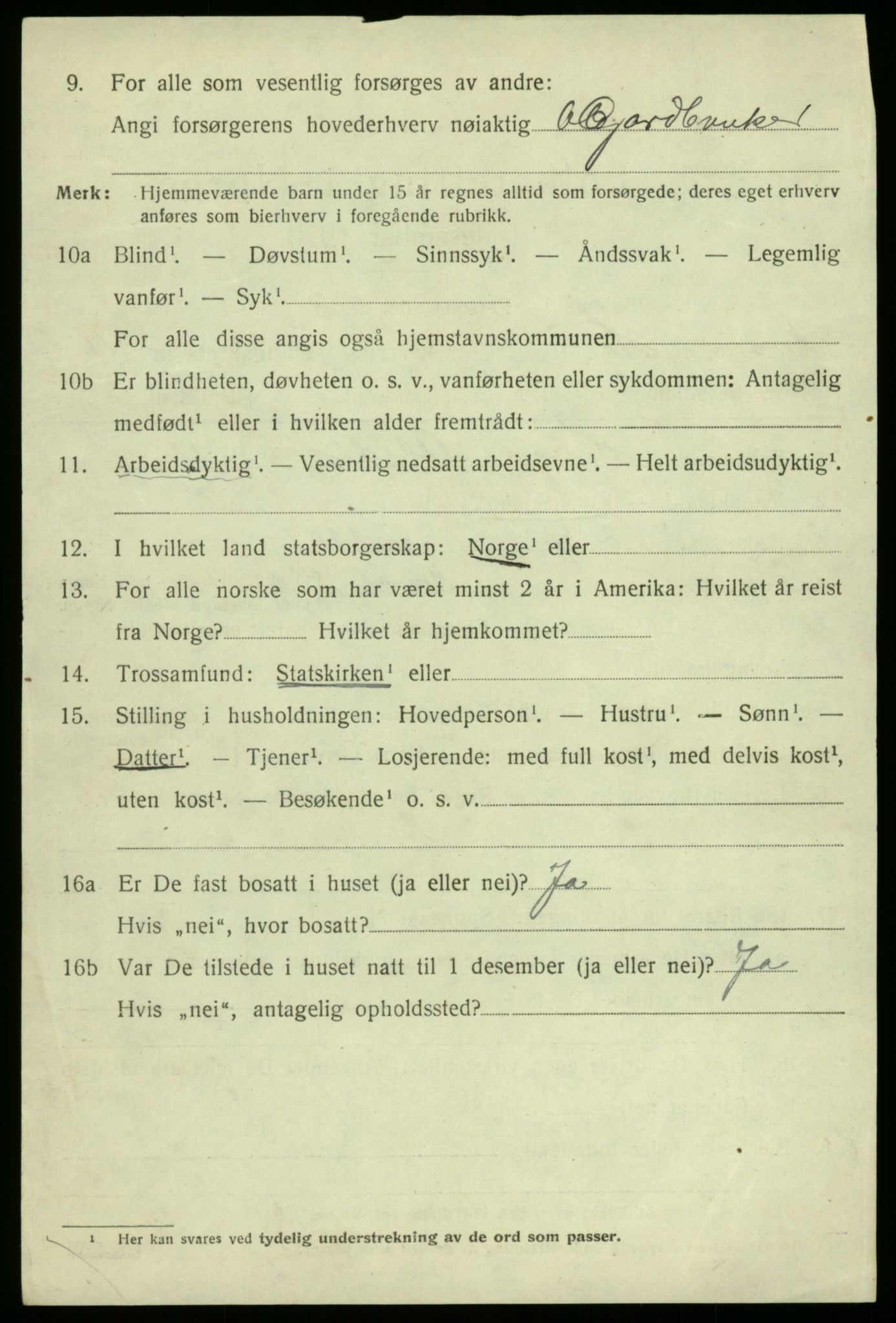 SAB, 1920 census for Kvam, 1920, p. 6326