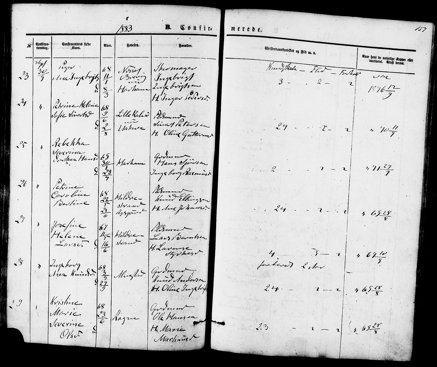 Ministerialprotokoller, klokkerbøker og fødselsregistre - Møre og Romsdal, AV/SAT-A-1454/536/L0500: Parish register (official) no. 536A09, 1876-1889, p. 157