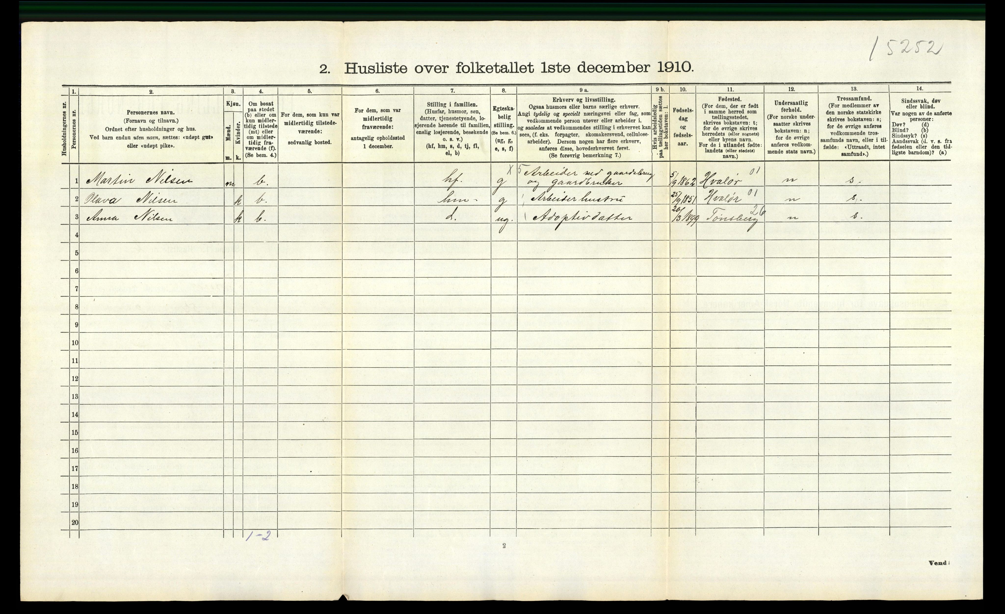 RA, 1910 census for Tjøme, 1910, p. 622