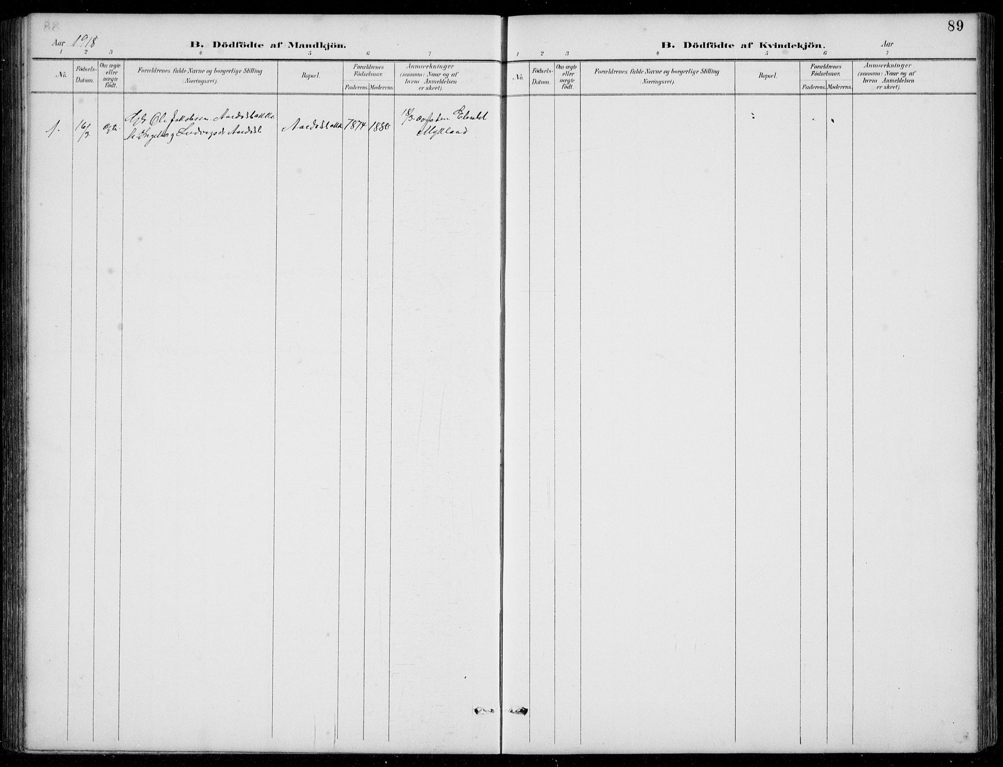 Jølster sokneprestembete, SAB/A-80701/H/Hab/Habb/L0002: Parish register (copy) no. B 2, 1887-1920, p. 89