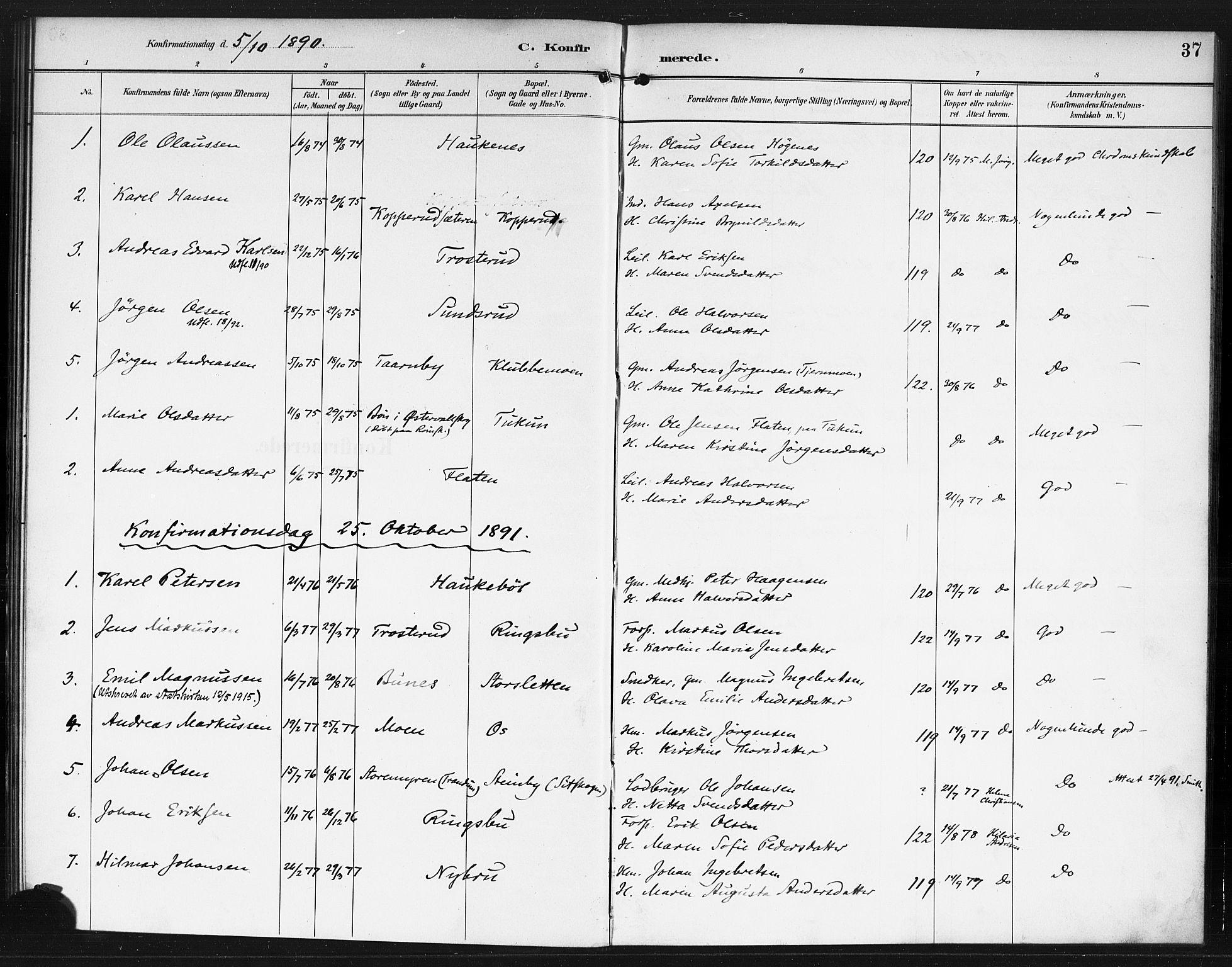 Rødenes prestekontor Kirkebøker, AV/SAO-A-2005/F/Fb/L0002: Parish register (official) no. II 2, 1890-1900, p. 37