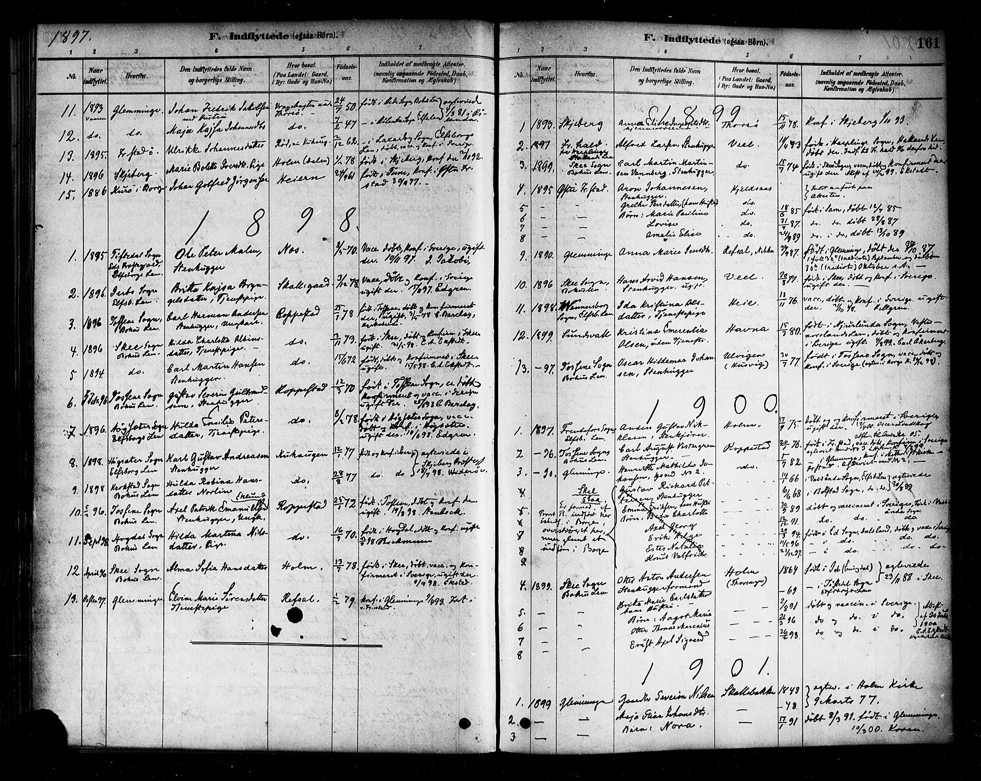 Borge prestekontor Kirkebøker, SAO/A-10903/F/Fb/L0003: Parish register (official) no. II 3, 1878-1902, p. 161