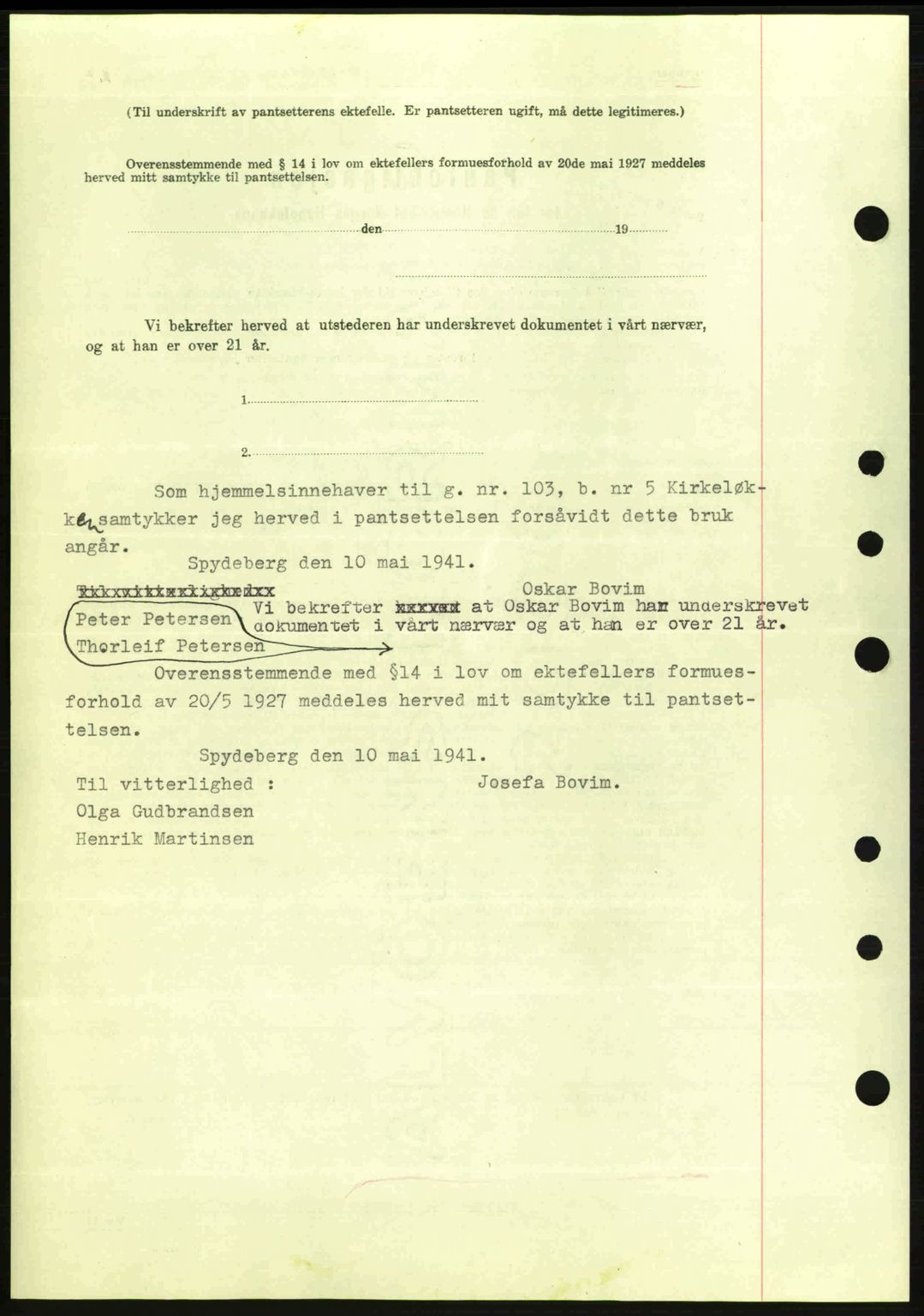 Moss sorenskriveri, SAO/A-10168: Mortgage book no. B10, 1940-1941, Diary no: : 907/1941