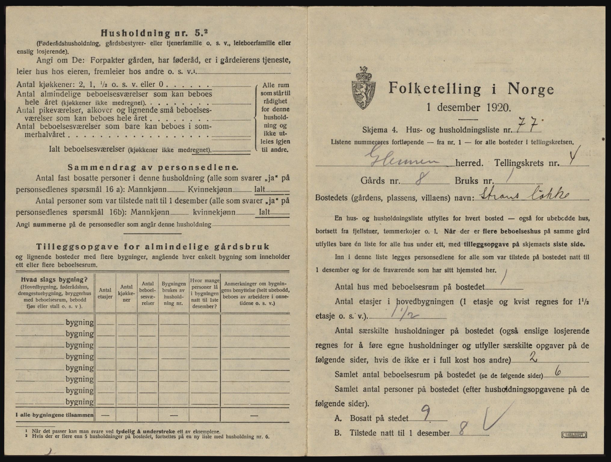 SAO, 1920 census for Glemmen, 1920, p. 1611