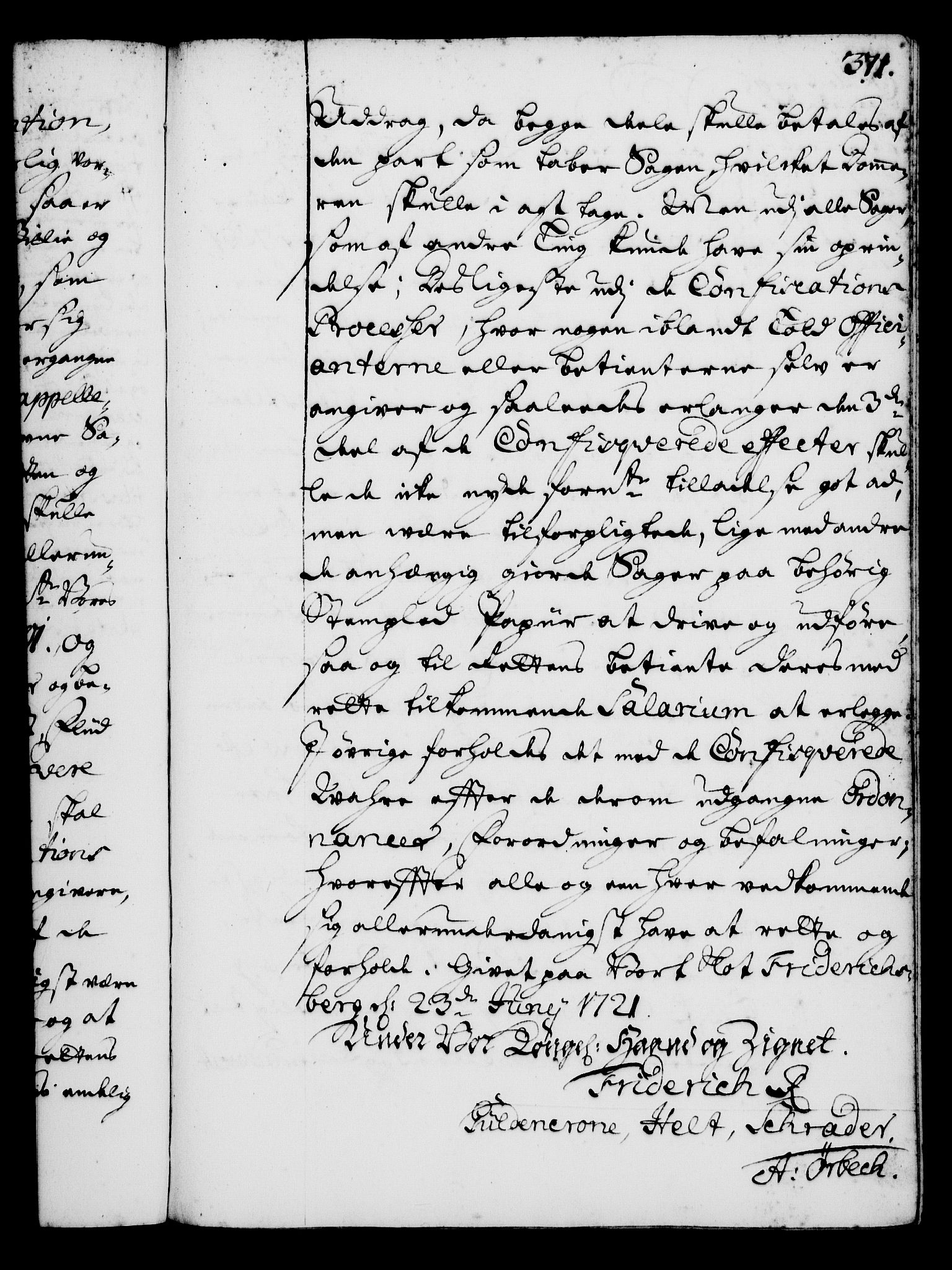 Rentekammeret, Kammerkanselliet, RA/EA-3111/G/Gg/Gga/L0001: Norsk ekspedisjonsprotokoll med register (merket RK 53.1), 1720-1723, p. 371