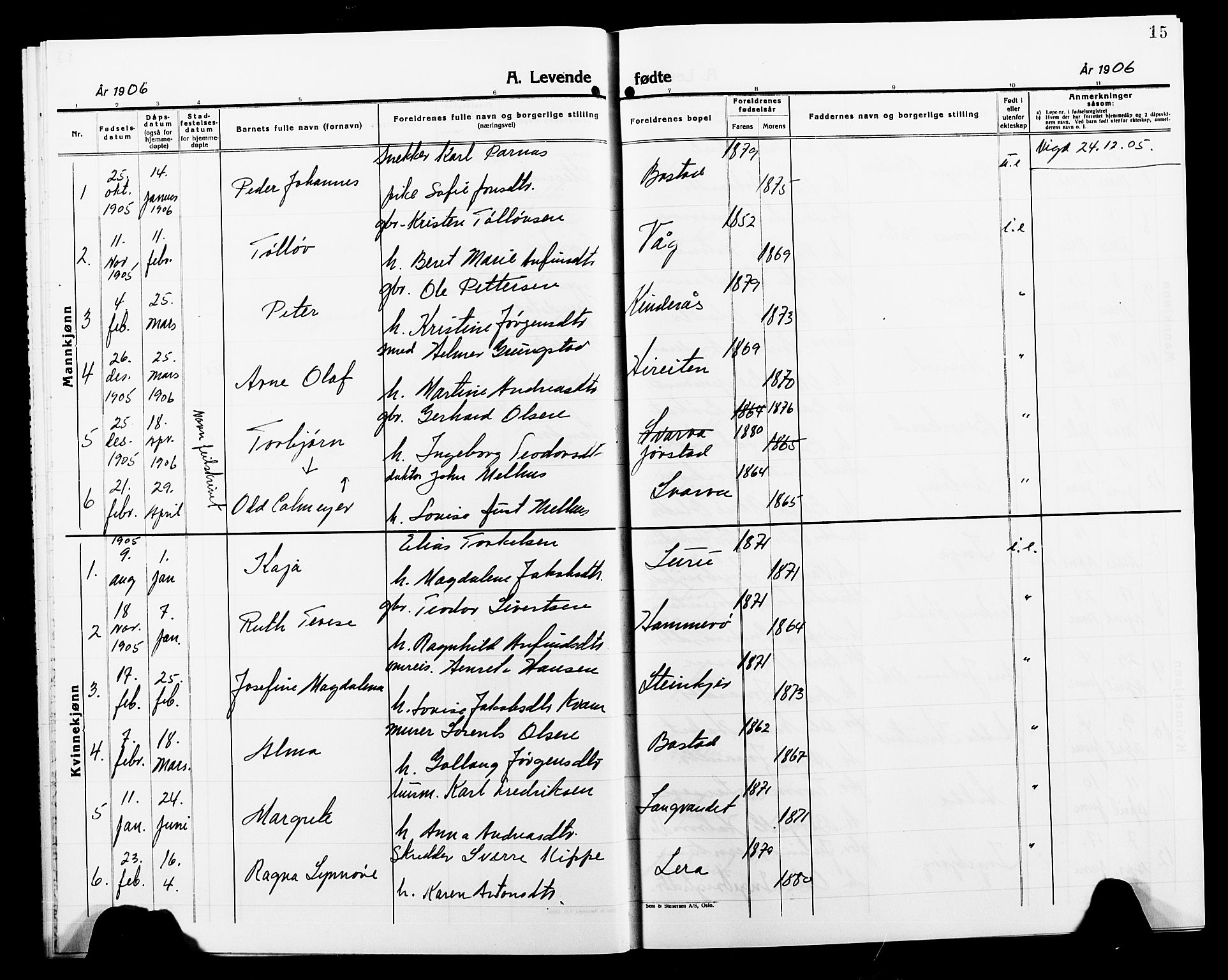 Ministerialprotokoller, klokkerbøker og fødselsregistre - Nord-Trøndelag, AV/SAT-A-1458/749/L0488: Parish register (official) no. 749D04, 1903-1915, p. 15