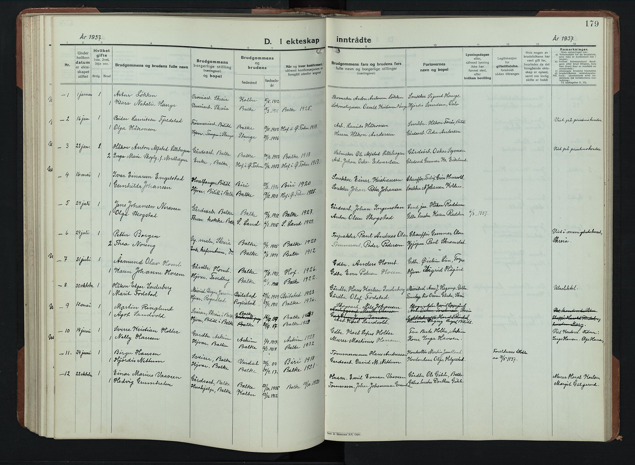 Balke prestekontor, SAH/PREST-106/H/Ha/Hab/L0002: Parish register (copy) no. 2, 1929-1951, p. 179