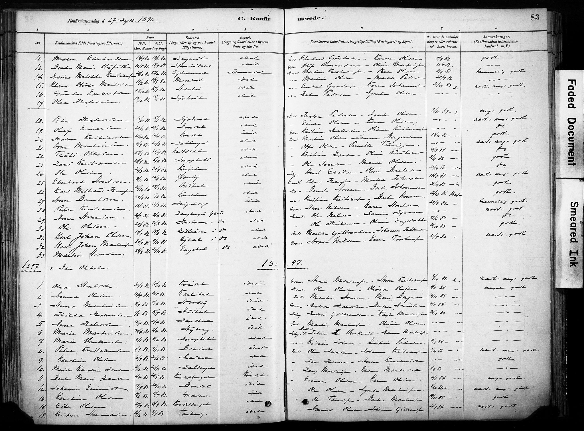 Hof prestekontor, AV/SAH-PREST-038/H/Ha/Haa/L0011: Parish register (official) no. 11, 1879-1911, p. 83