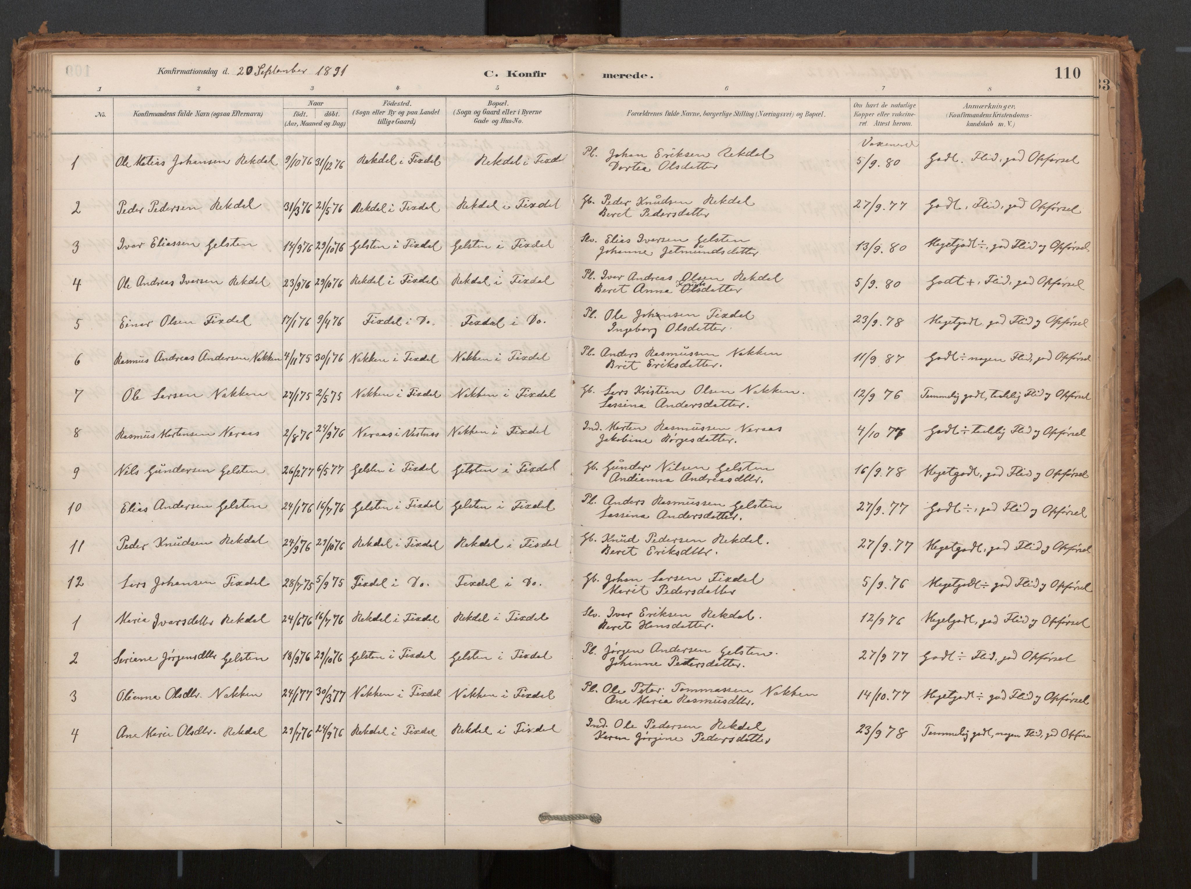 Ministerialprotokoller, klokkerbøker og fødselsregistre - Møre og Romsdal, AV/SAT-A-1454/540/L0540a: Parish register (official) no. 540A02, 1884-1908, p. 110