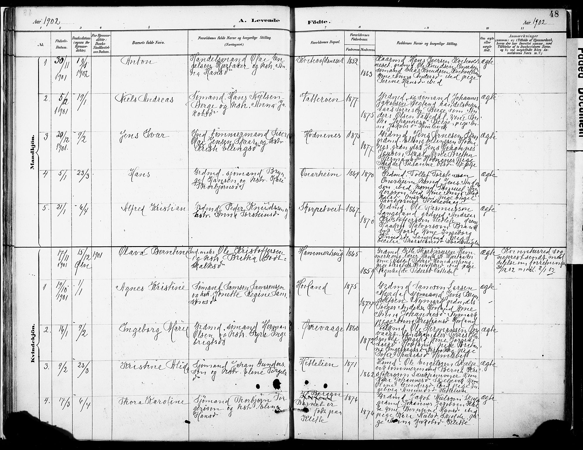 Tysnes sokneprestembete, SAB/A-78601/H/Haa: Parish register (official) no. C 1, 1887-1912, p. 48