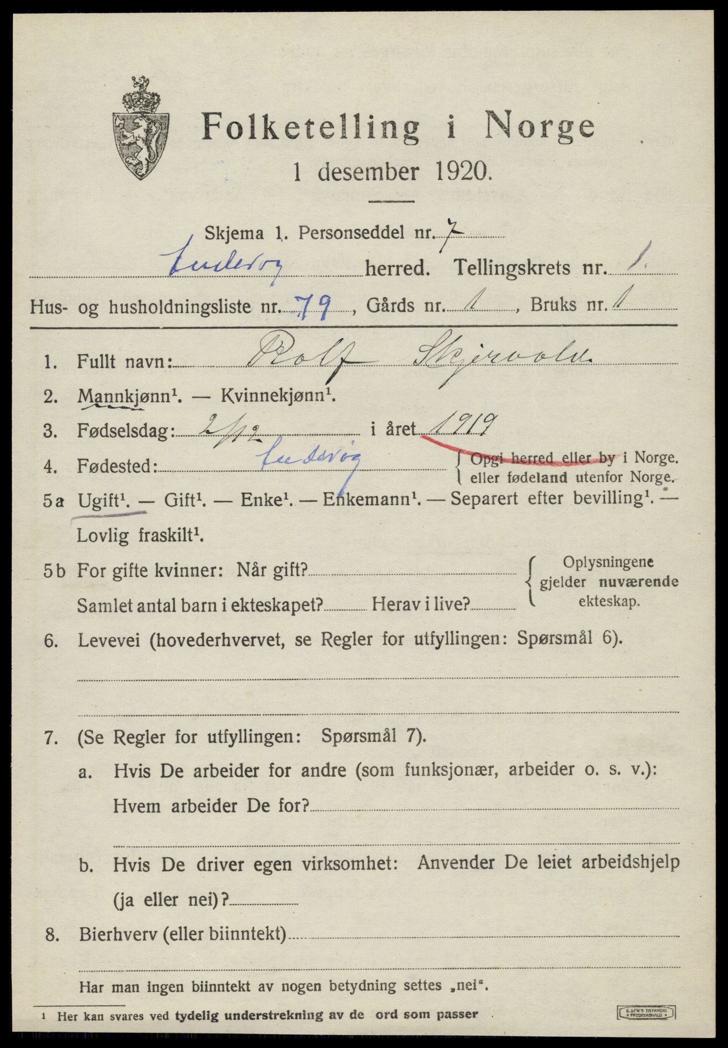 SAT, 1920 census for Inderøy, 1920, p. 1829