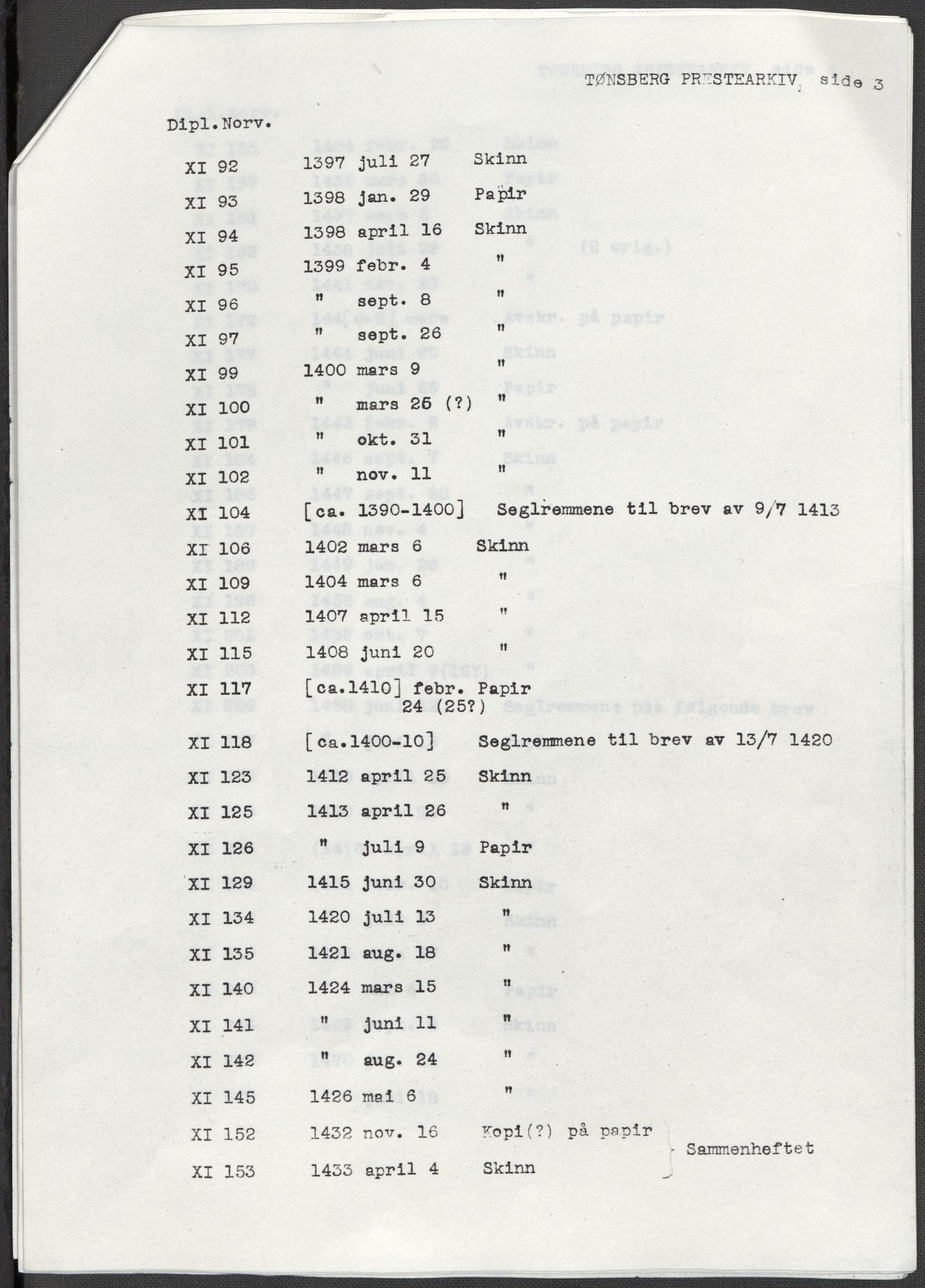 Riksarkivets diplomsamling, AV/RA-EA-5965/F15/L0022: Prestearkiv - Vestfold, 1573-1670, p. 4