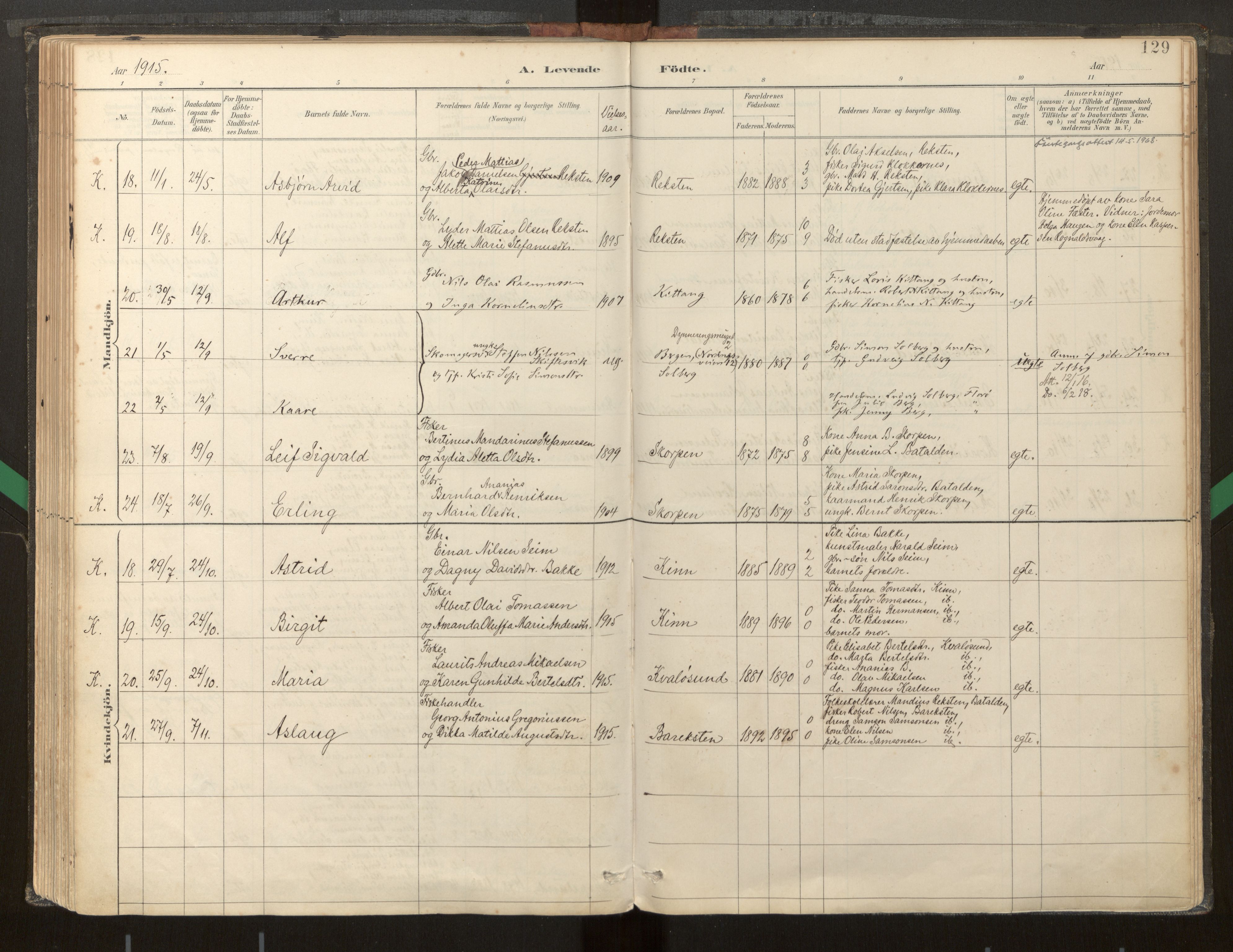 Kinn sokneprestembete, AV/SAB-A-80801/H/Haa/Haab/L0001: Parish register (official) no. B 1, 1886-1921, p. 129