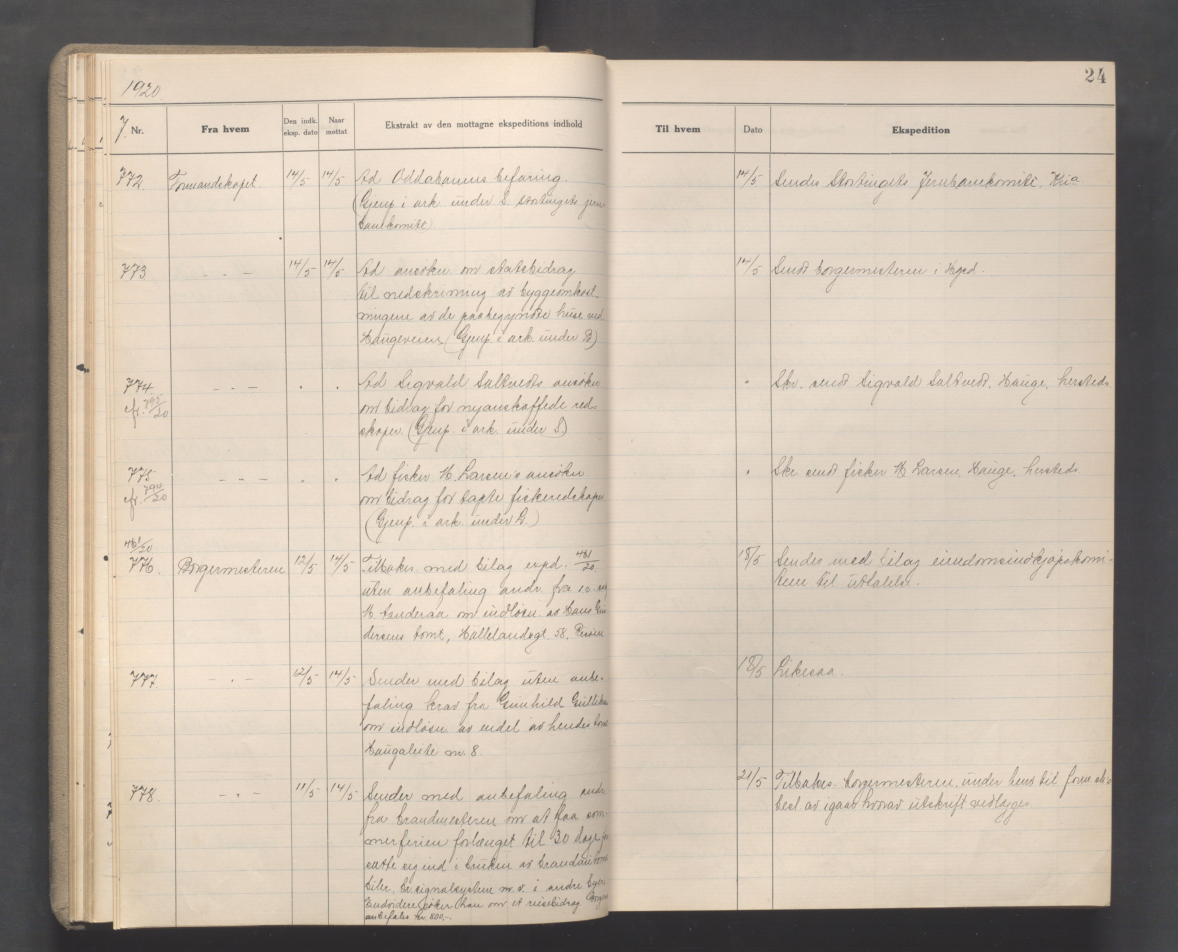 Haugesund kommune - Formannskapet, IKAR/X-0001/C/L0010: Journal, 1920-1921, p. 24