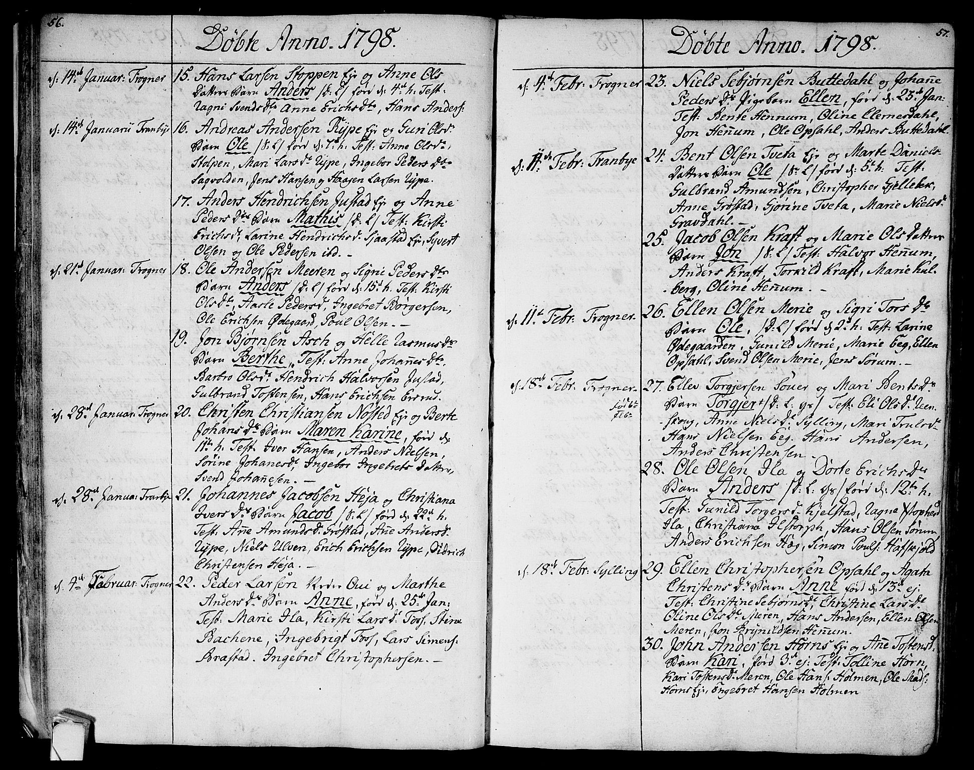 Lier kirkebøker, SAKO/A-230/F/Fa/L0007: Parish register (official) no. I 7, 1794-1813, p. 56-57