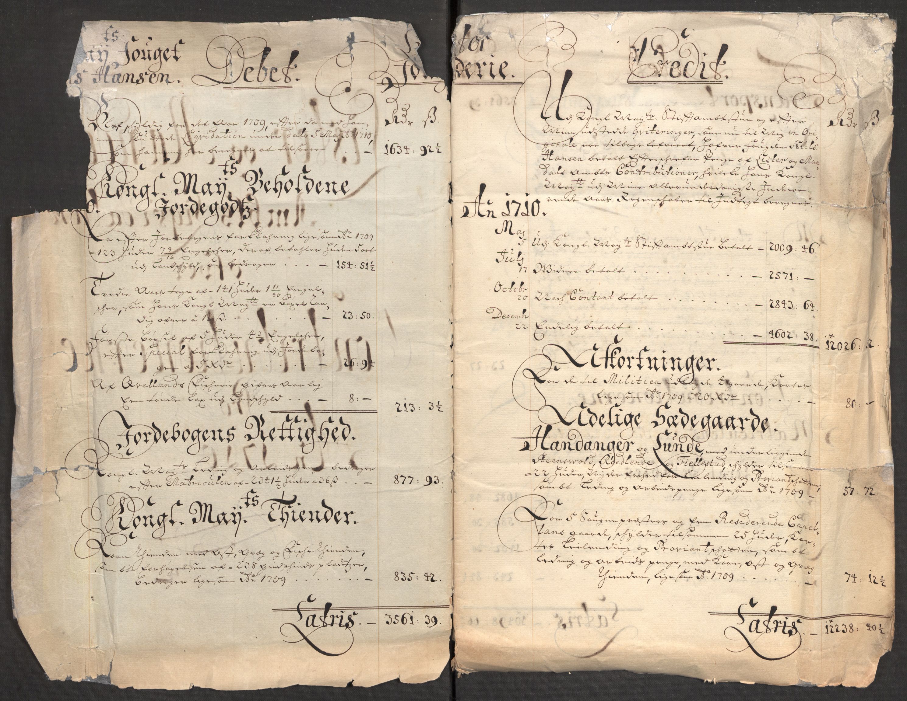 Rentekammeret inntil 1814, Reviderte regnskaper, Fogderegnskap, AV/RA-EA-4092/R43/L2553: Fogderegnskap Lista og Mandal, 1710, p. 4