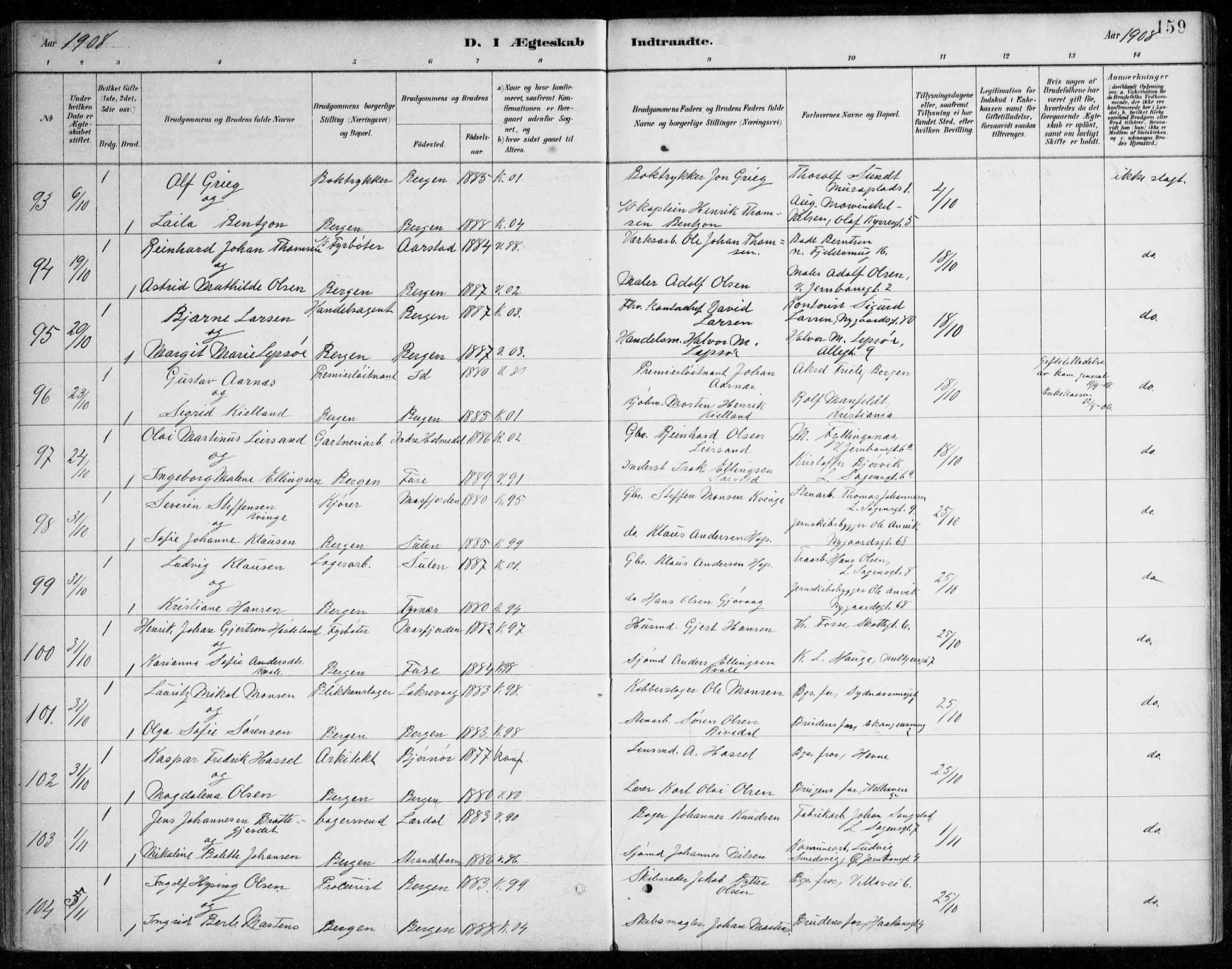 Johanneskirken sokneprestembete, SAB/A-76001/H/Haa/L0012: Parish register (official) no. D 1, 1885-1912, p. 159