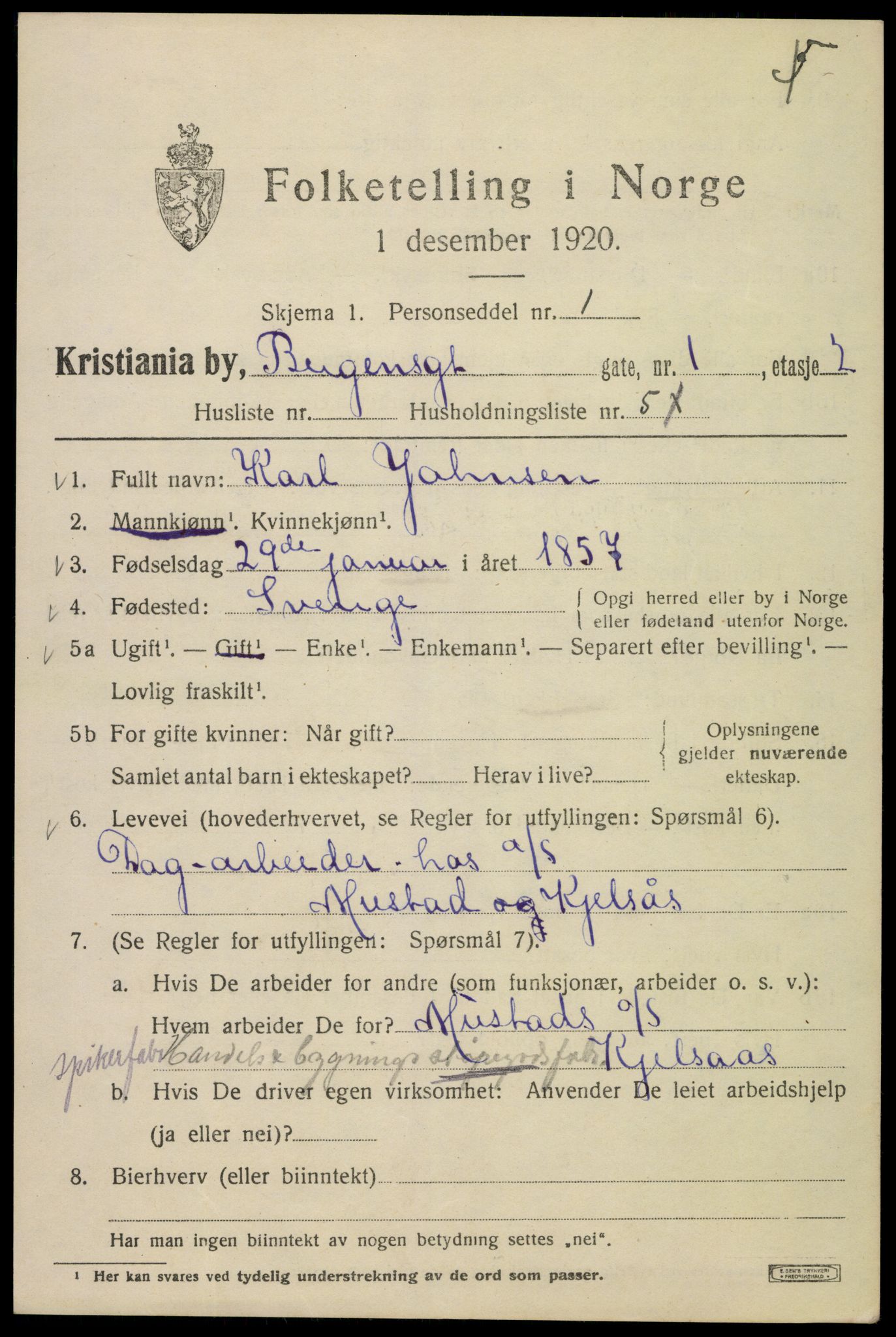 SAO, 1920 census for Kristiania, 1920, p. 152047