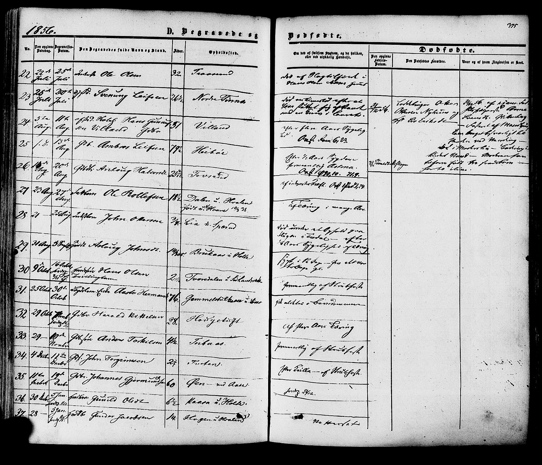 Heddal kirkebøker, SAKO/A-268/F/Fa/L0007: Parish register (official) no. I 7, 1855-1877, p. 375