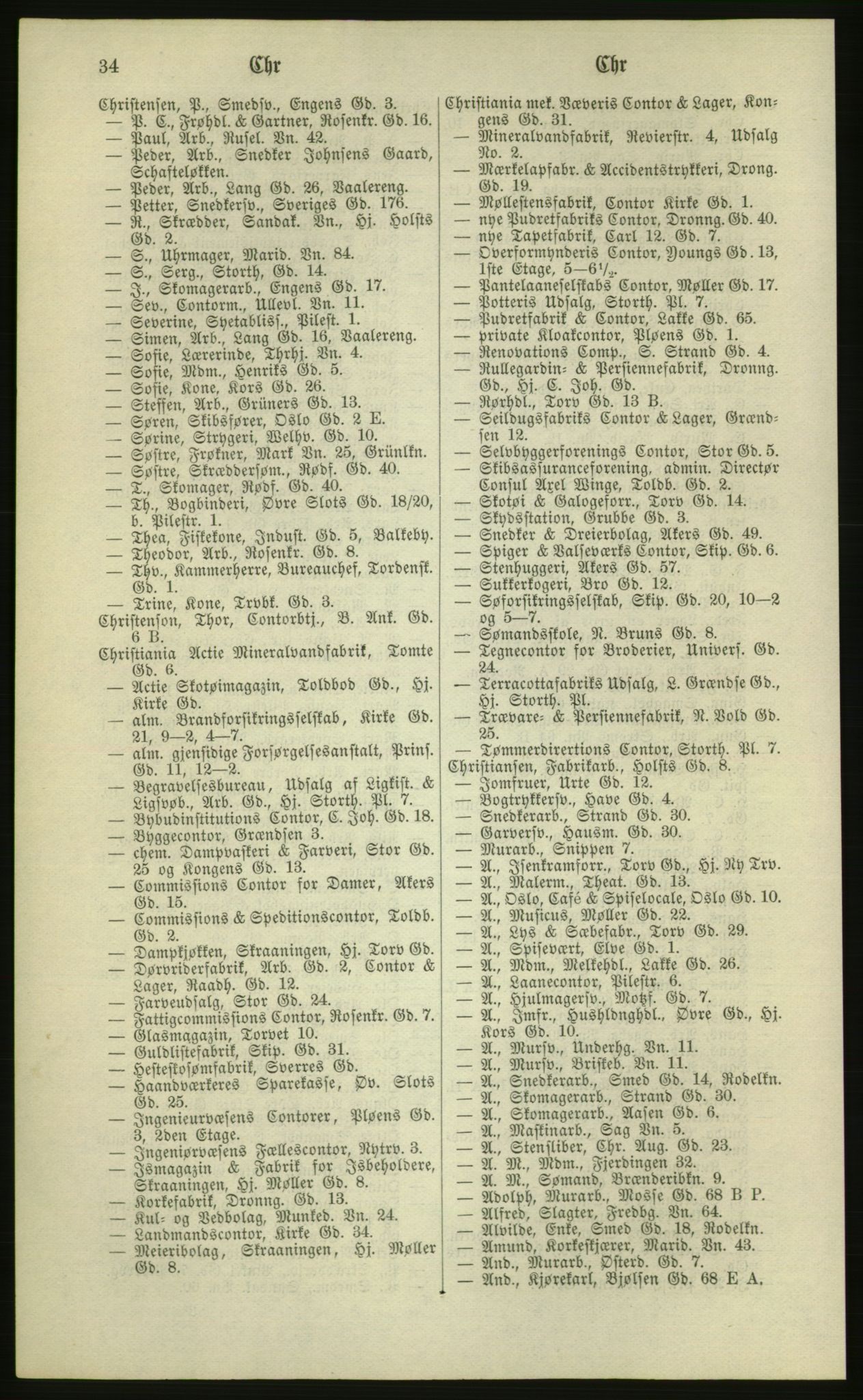 Kristiania/Oslo adressebok, PUBL/-, 1881, p. 34