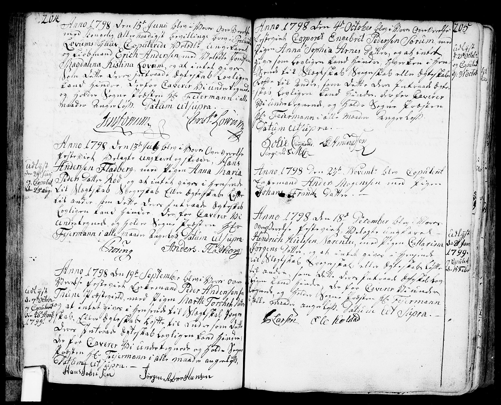 Fredrikstad prestekontor Kirkebøker, SAO/A-11082/F/Fa/L0002: Parish register (official) no. 2, 1750-1804, p. 204-205